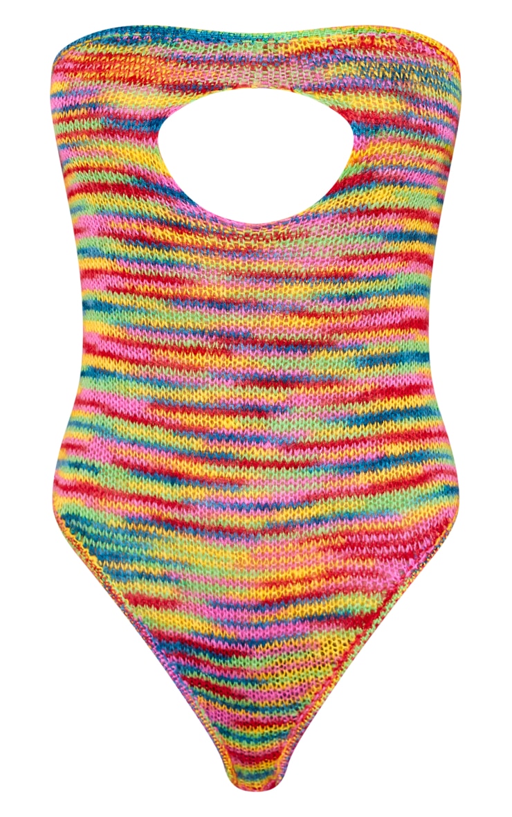 Body en maille tricot ajourée rayée multicolore image 5