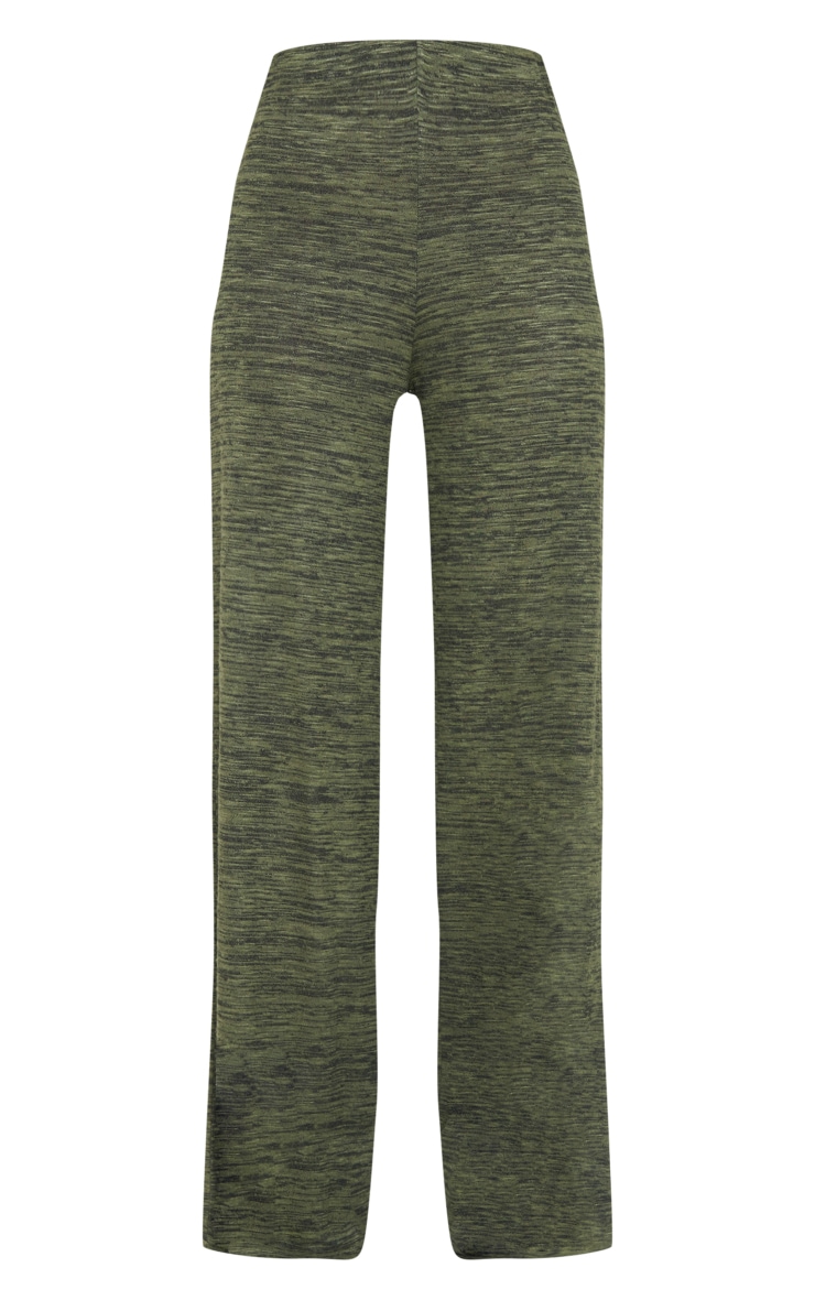 Khaki Brushed Straight Leg Trousers image 5