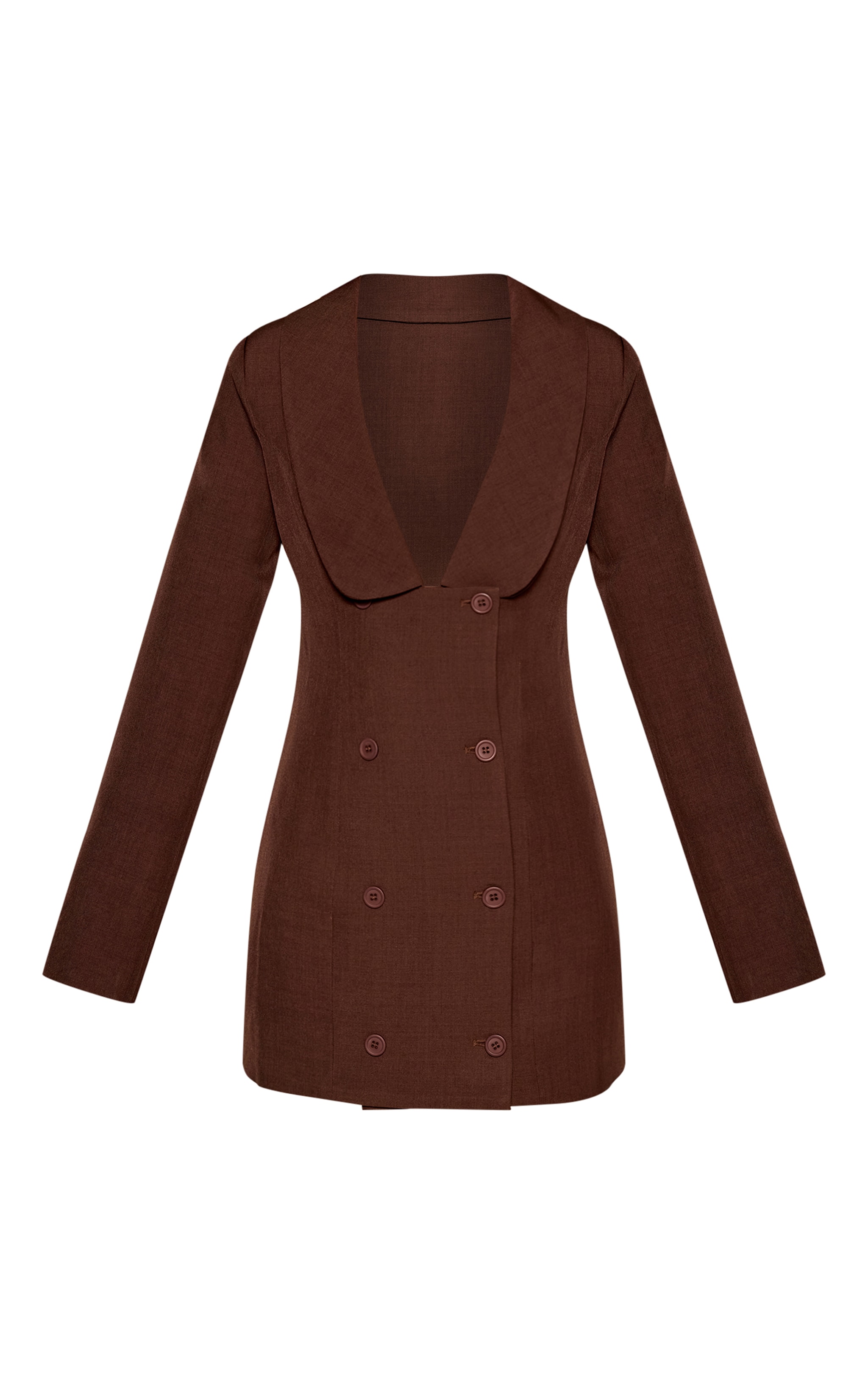 Chocolate Woven Curved Lapel Blazer Dress image 5
