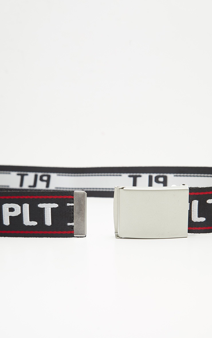 PRETTYLITTLETHING Black Logo Tape Belt image 3