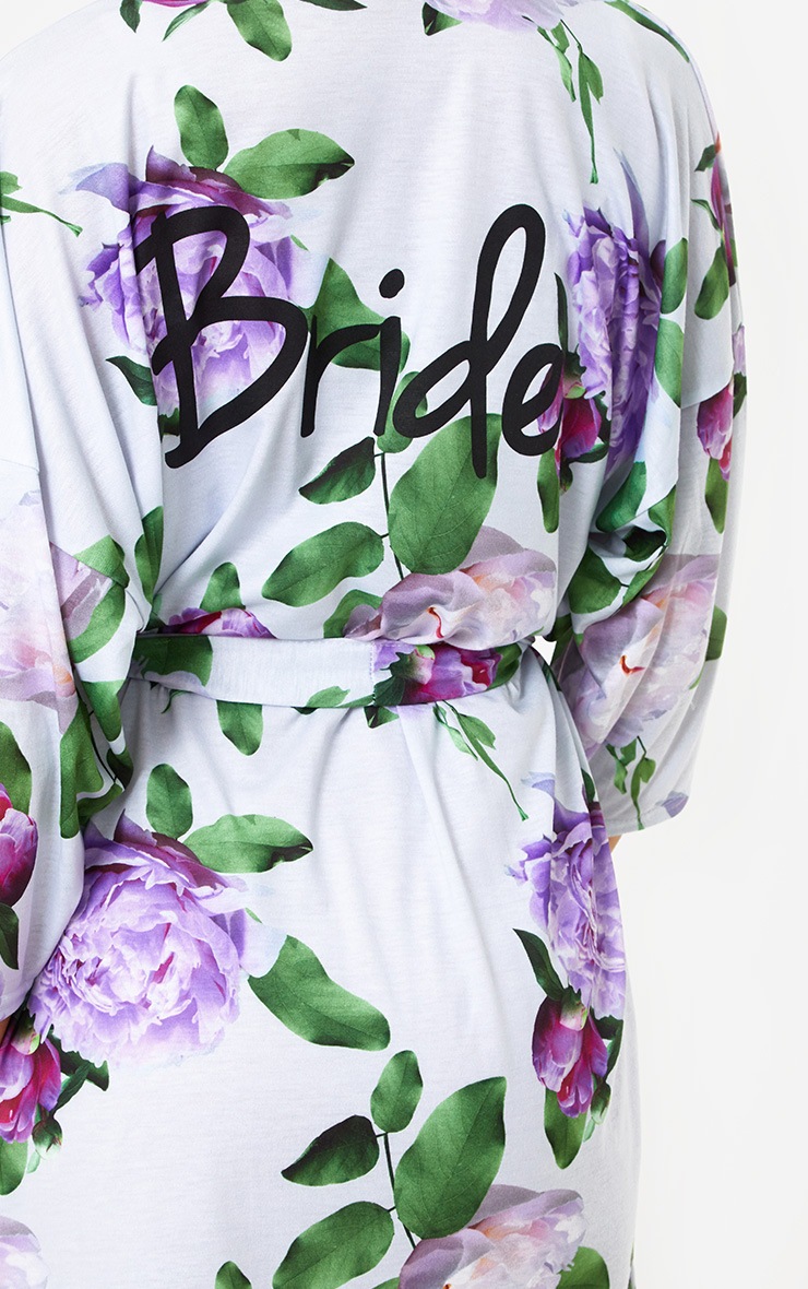 Bride Grey Floral Dressing Gown. Nightwear & Onesies PrettyLittleThing
