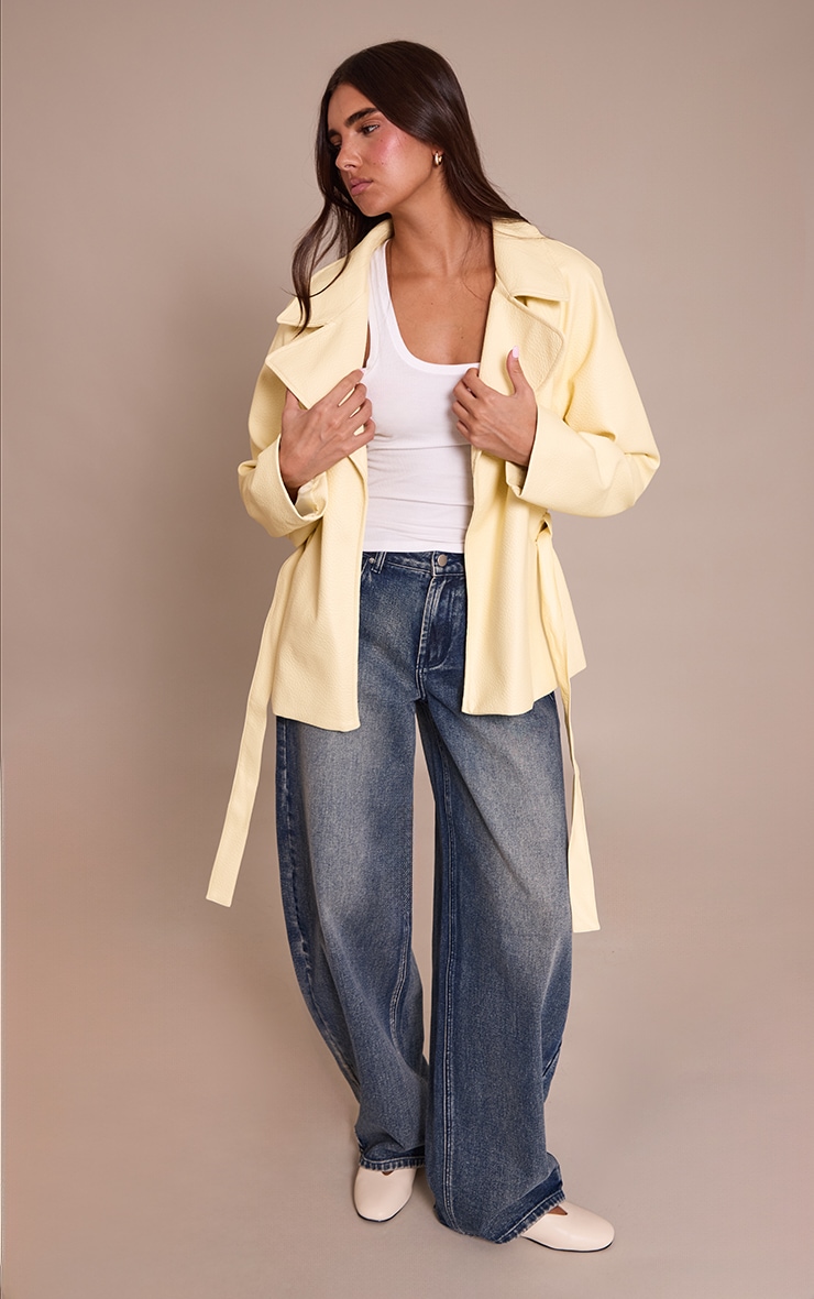 Buttercream PU Belted Jacket image 3