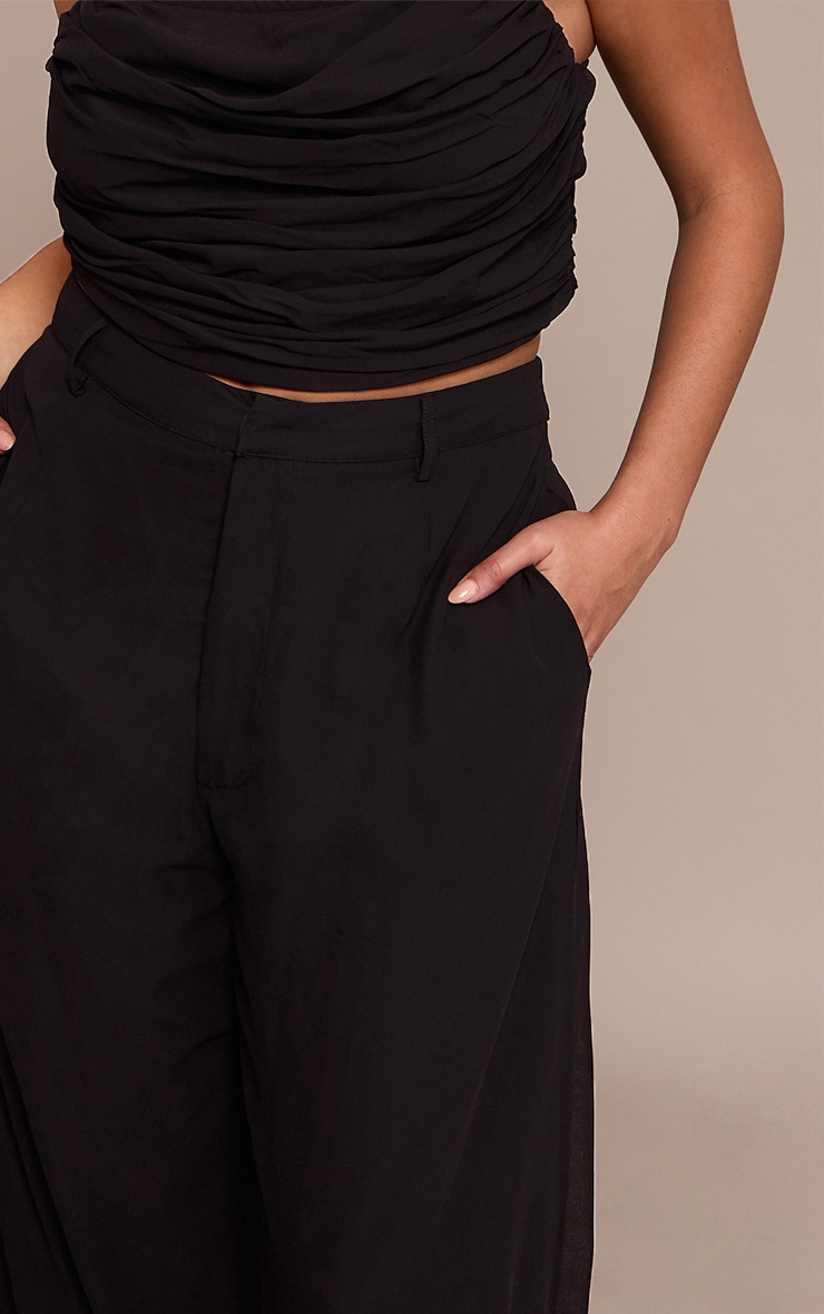Plus Black Chiffon High Waisted Wide Leg Pants image 4