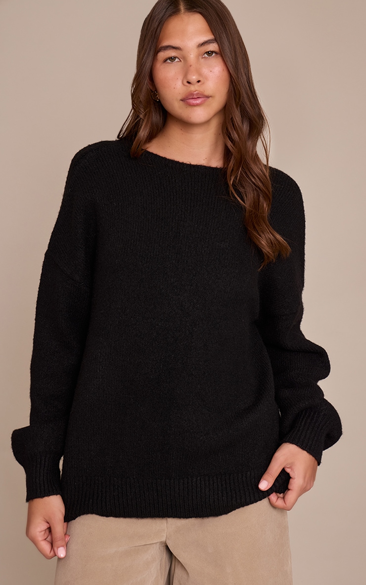 Black Tie Back Oversized Cardigan image 4