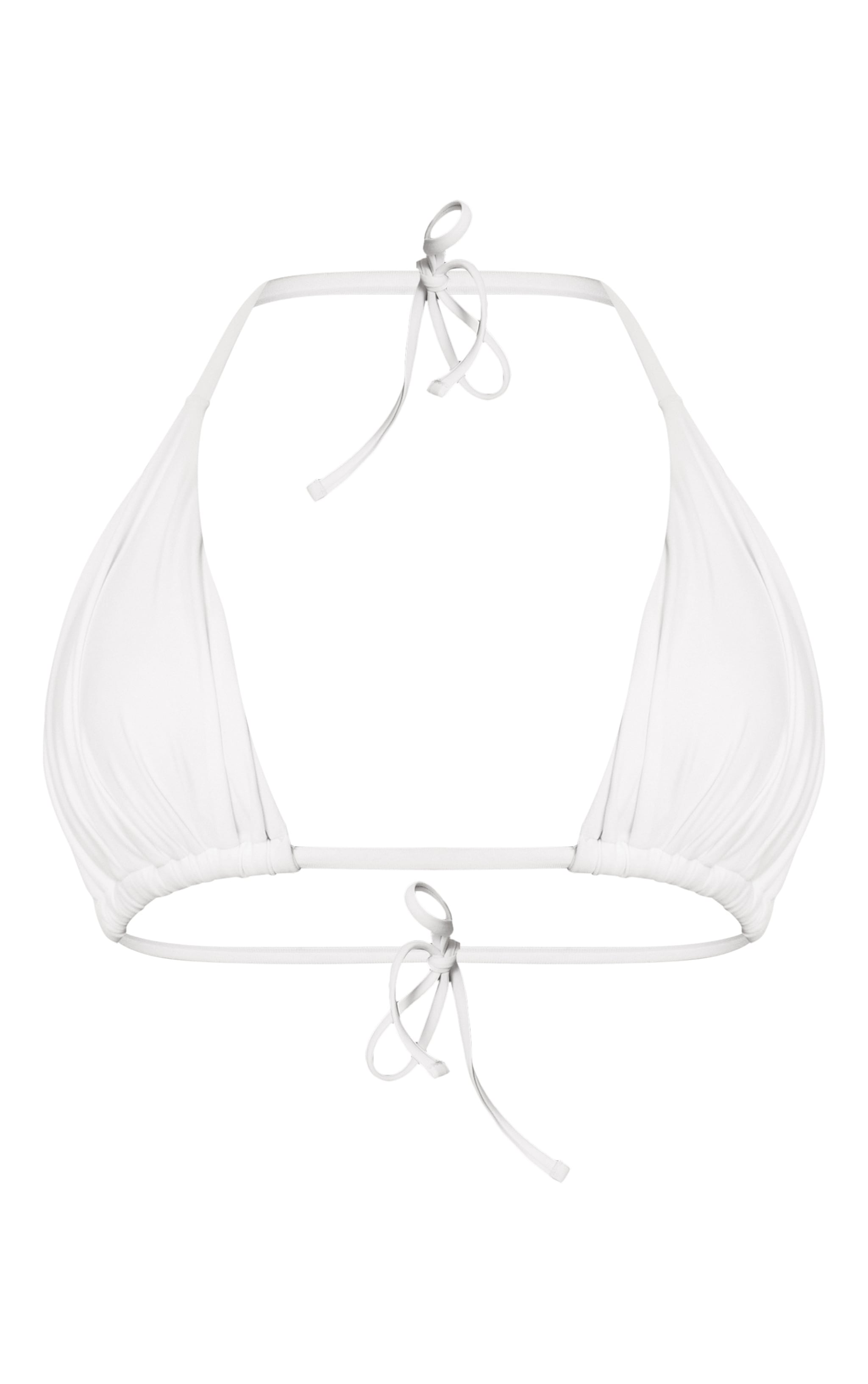 Haut de maillot de bain triangle blanc froncé noué devant image 5