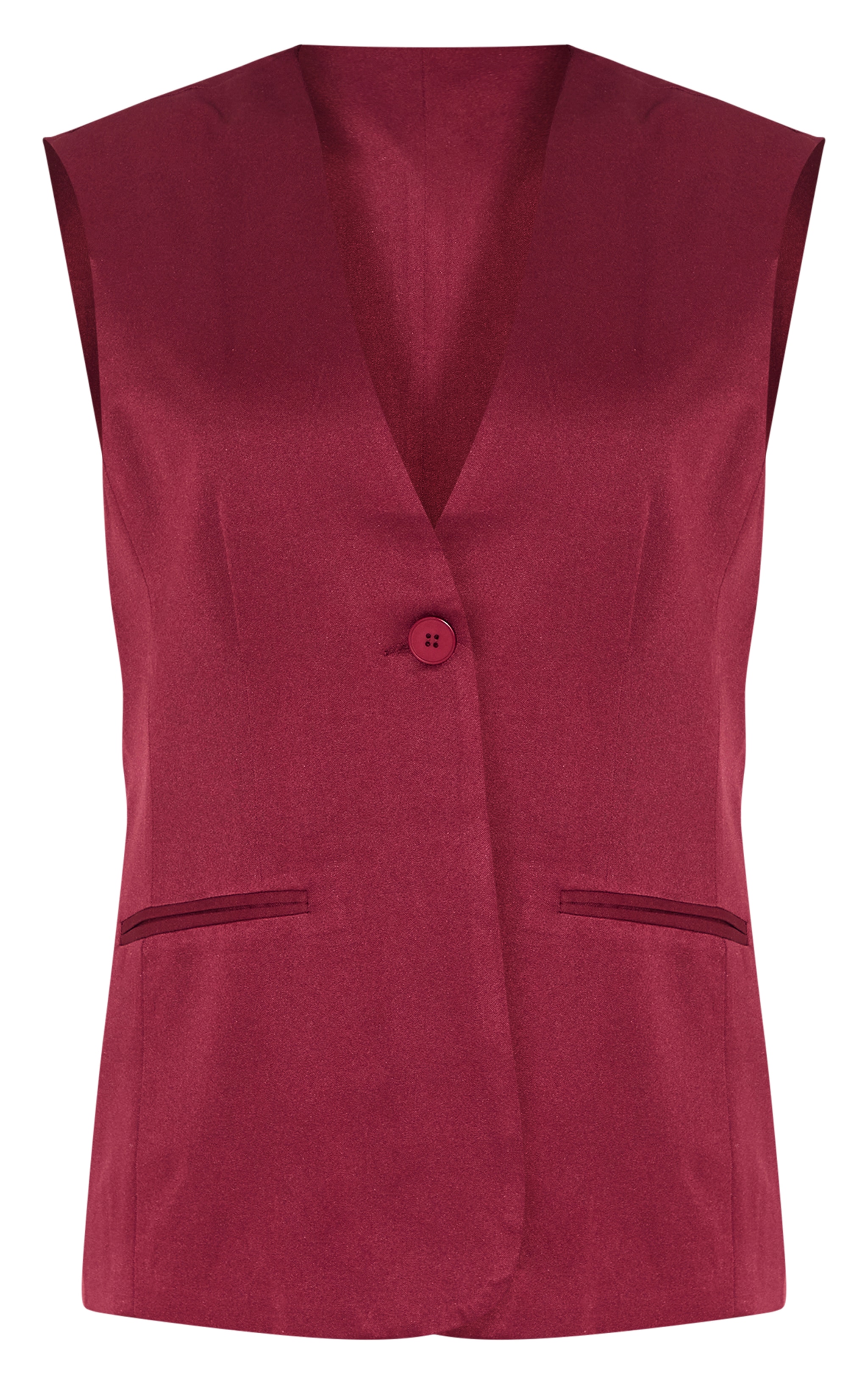 Burgundy Premium Tailored Woven Longline Vest image 5