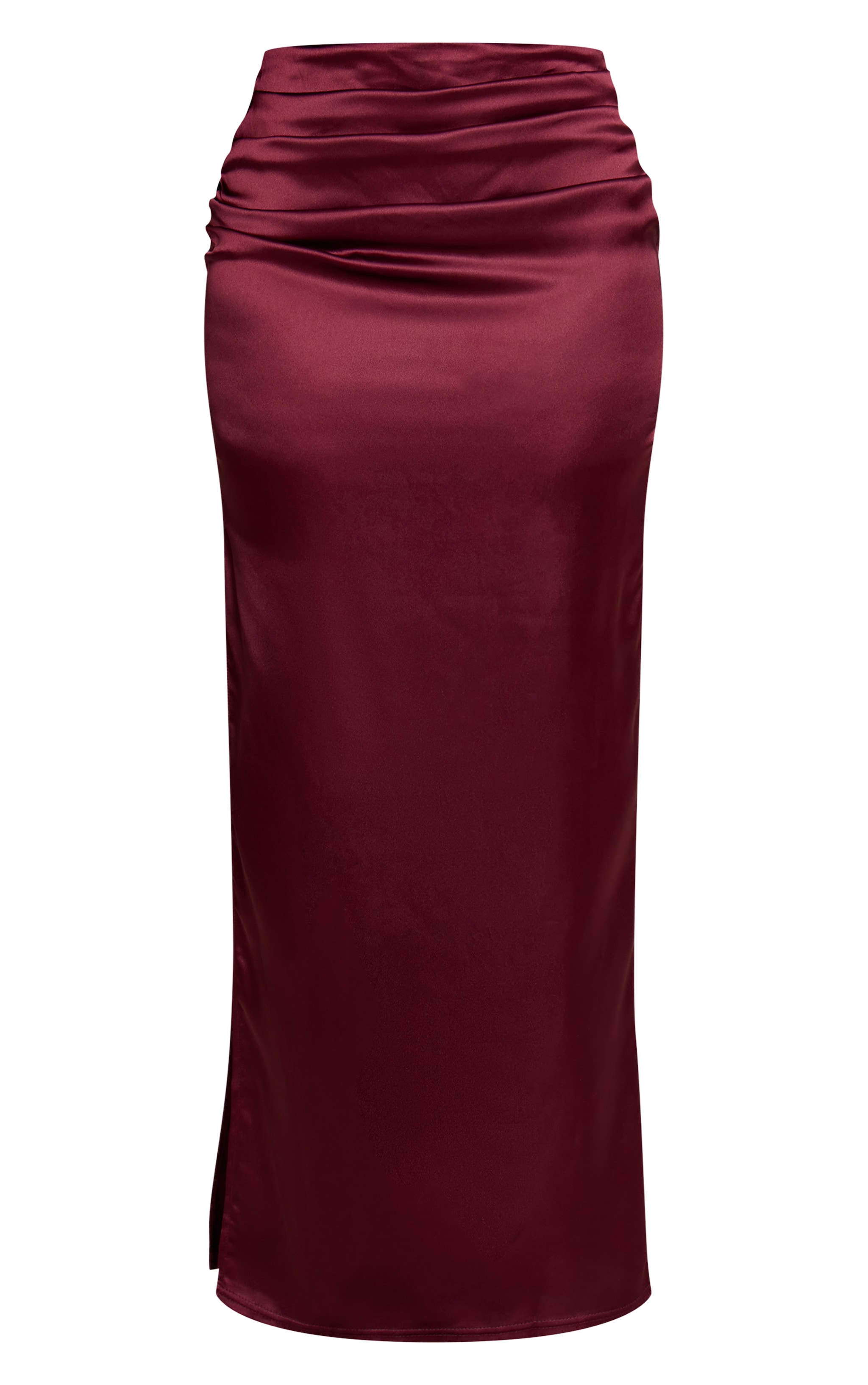 Shape Burgundy Satin Drape Maxi Skirt image 5