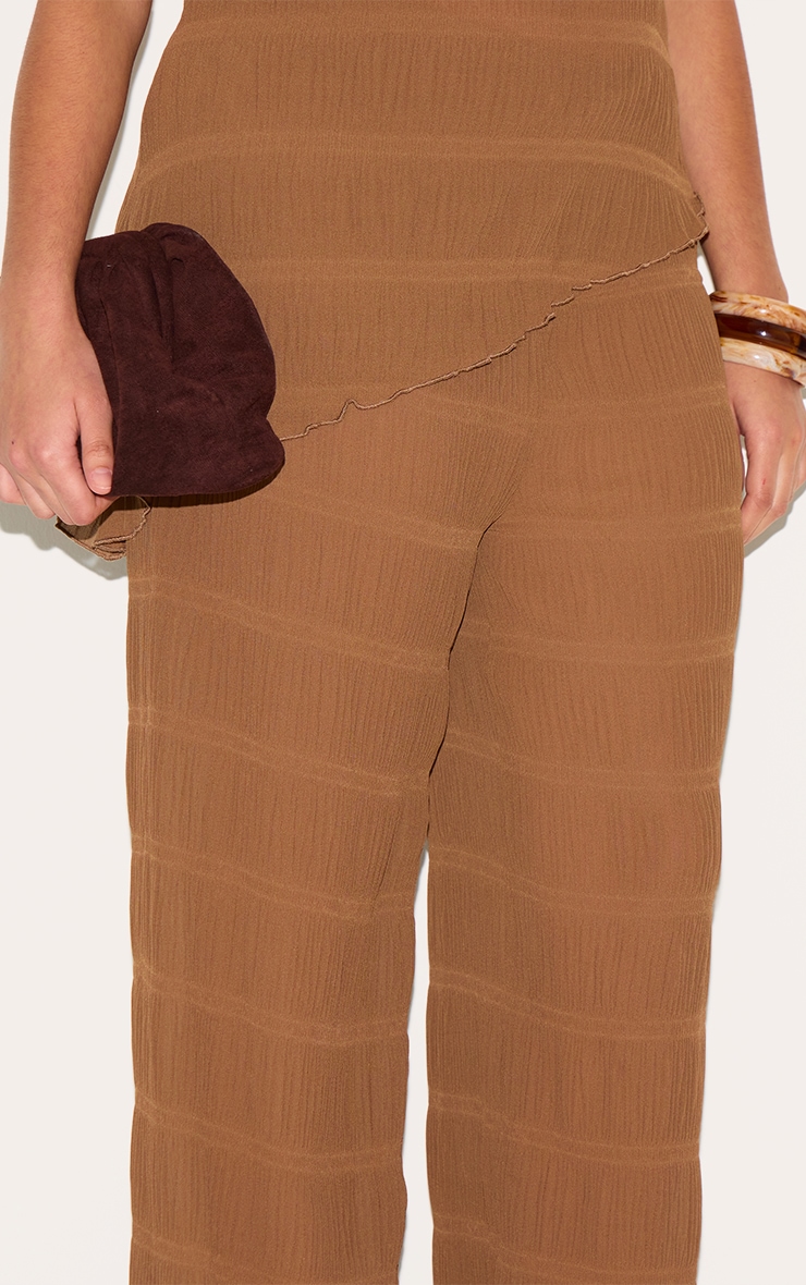 Plus Pantalon droit texturé chocolat transparent à taille mi-haute image 4