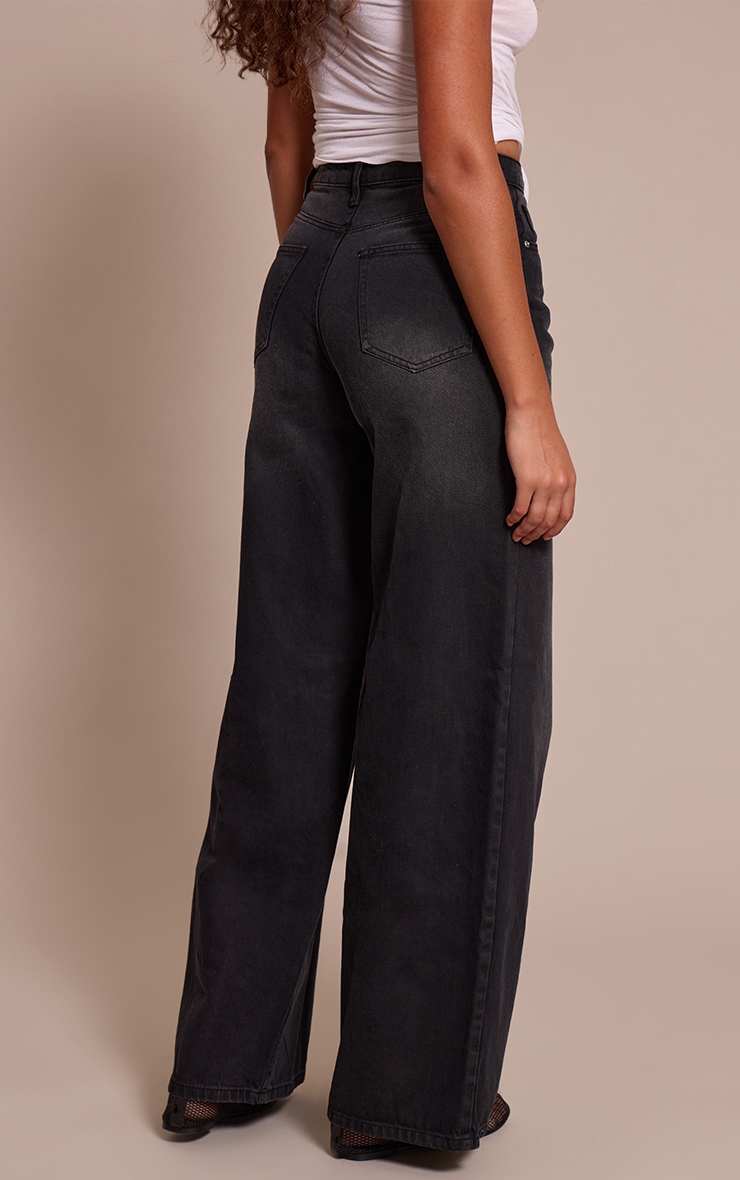 Tall Jean très large noir délavé à taille mi-haute image 3
