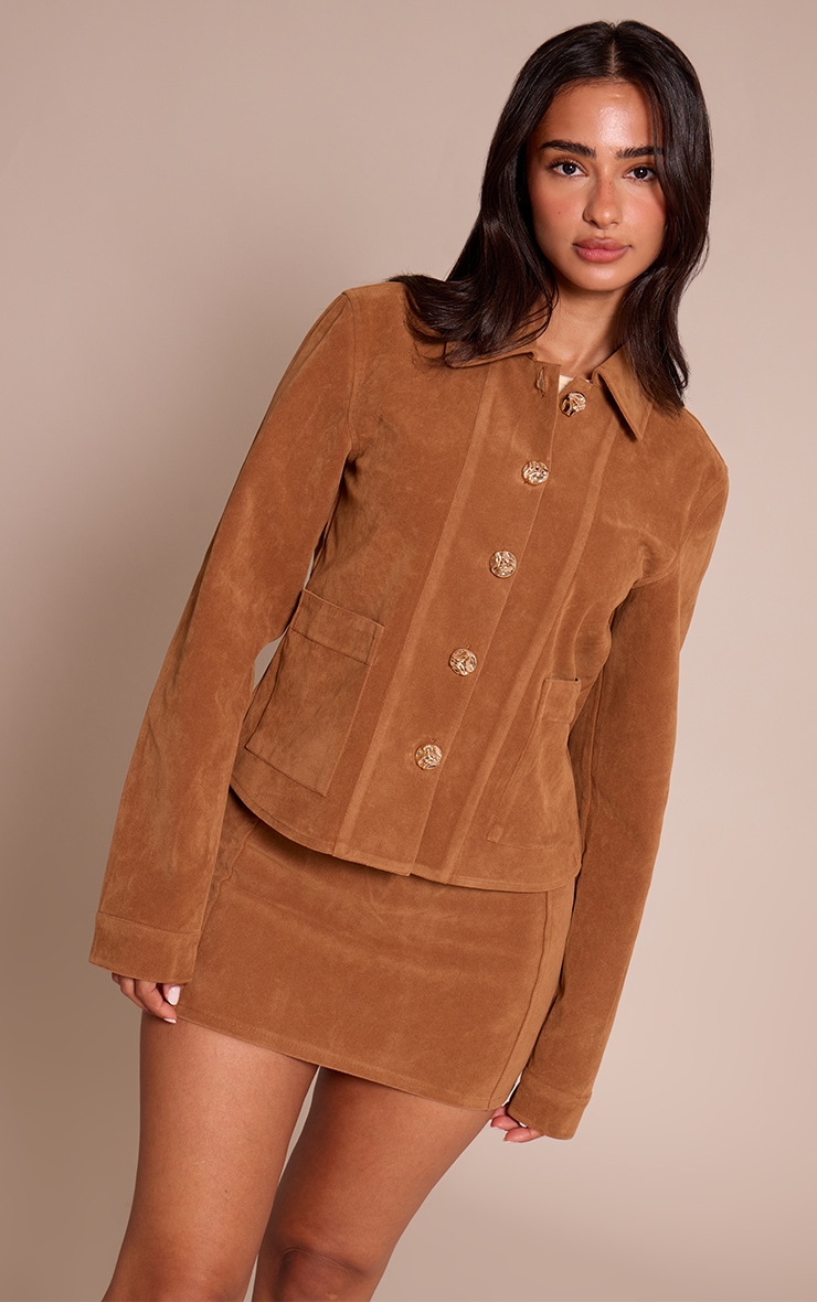 Petite Tan Suede Mini Skirt  image 4