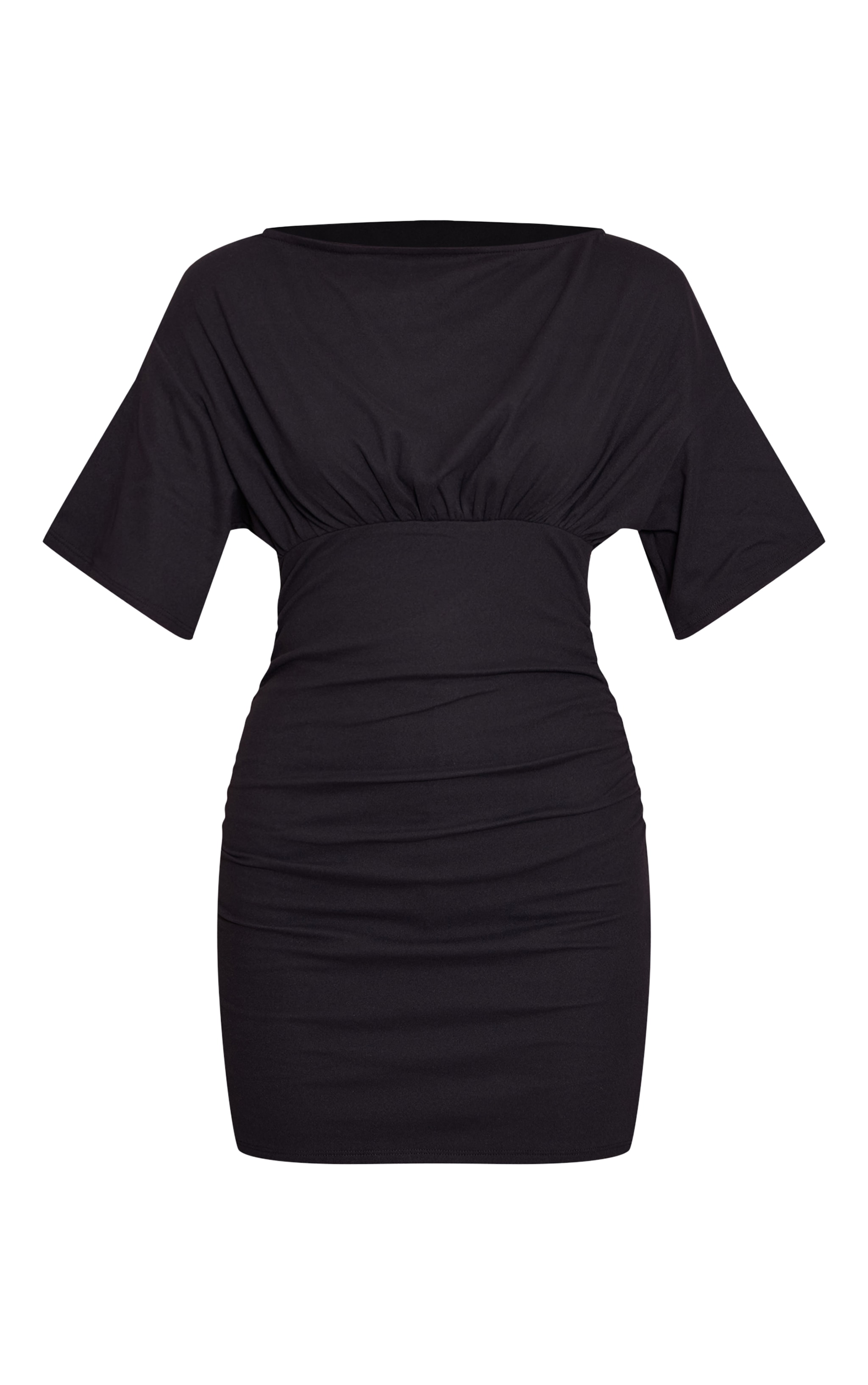 Black Cap Sleeve Ruched Shift Dress image 5