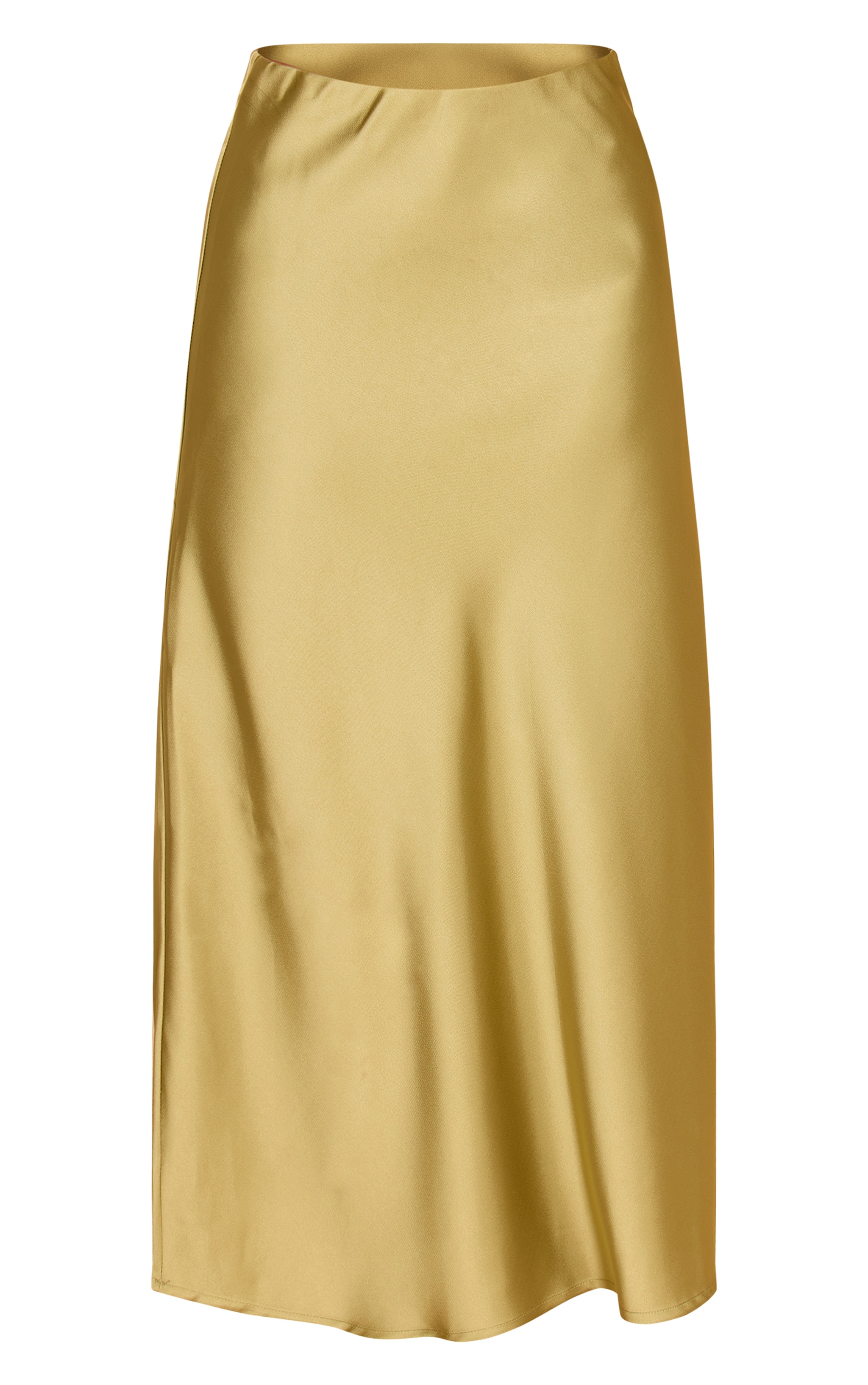 Petite Khaki Satin Flowy Maxi Skirt image 5