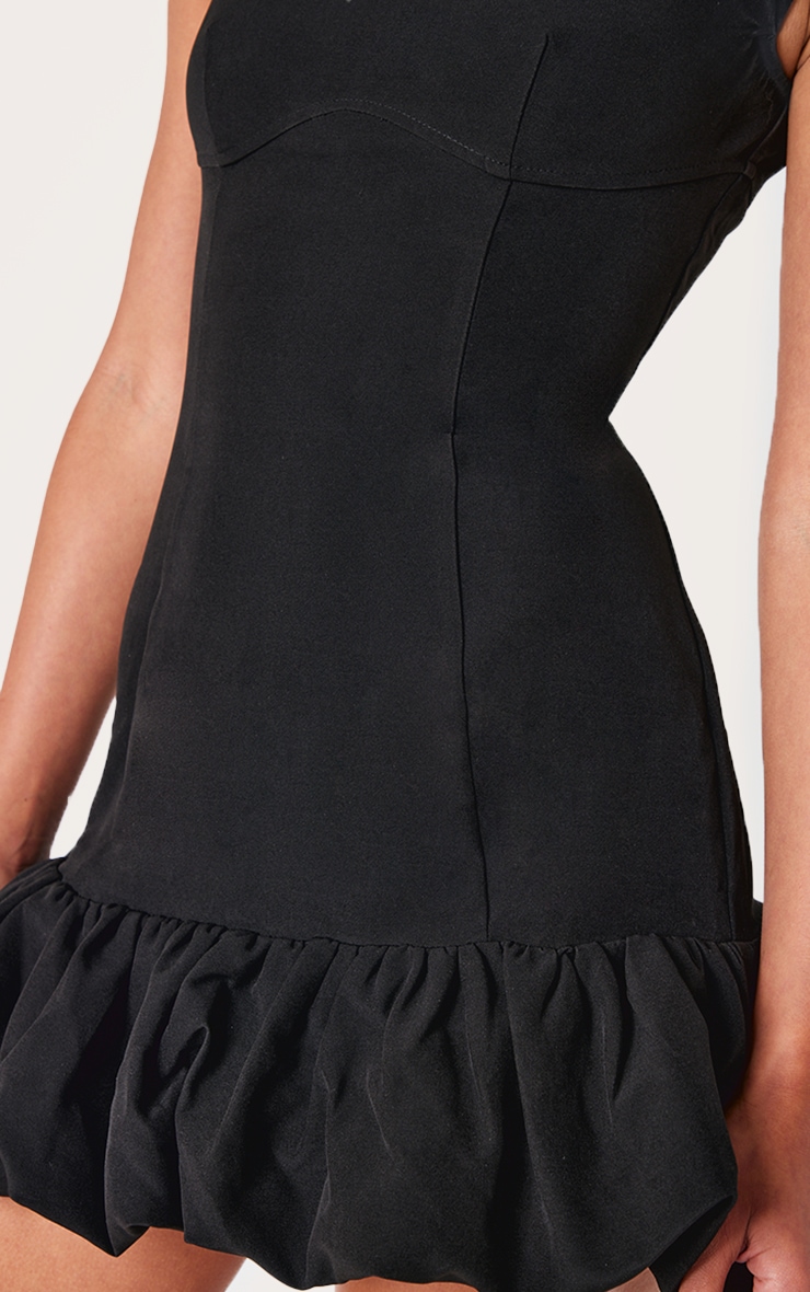 Black Bust Seam Detail Puffball Dress image 4
