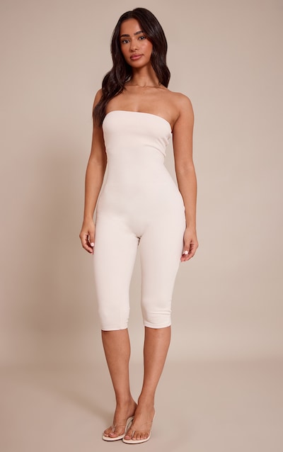 Petite Cream Contour Jersey Bandeau Capri Catsuit