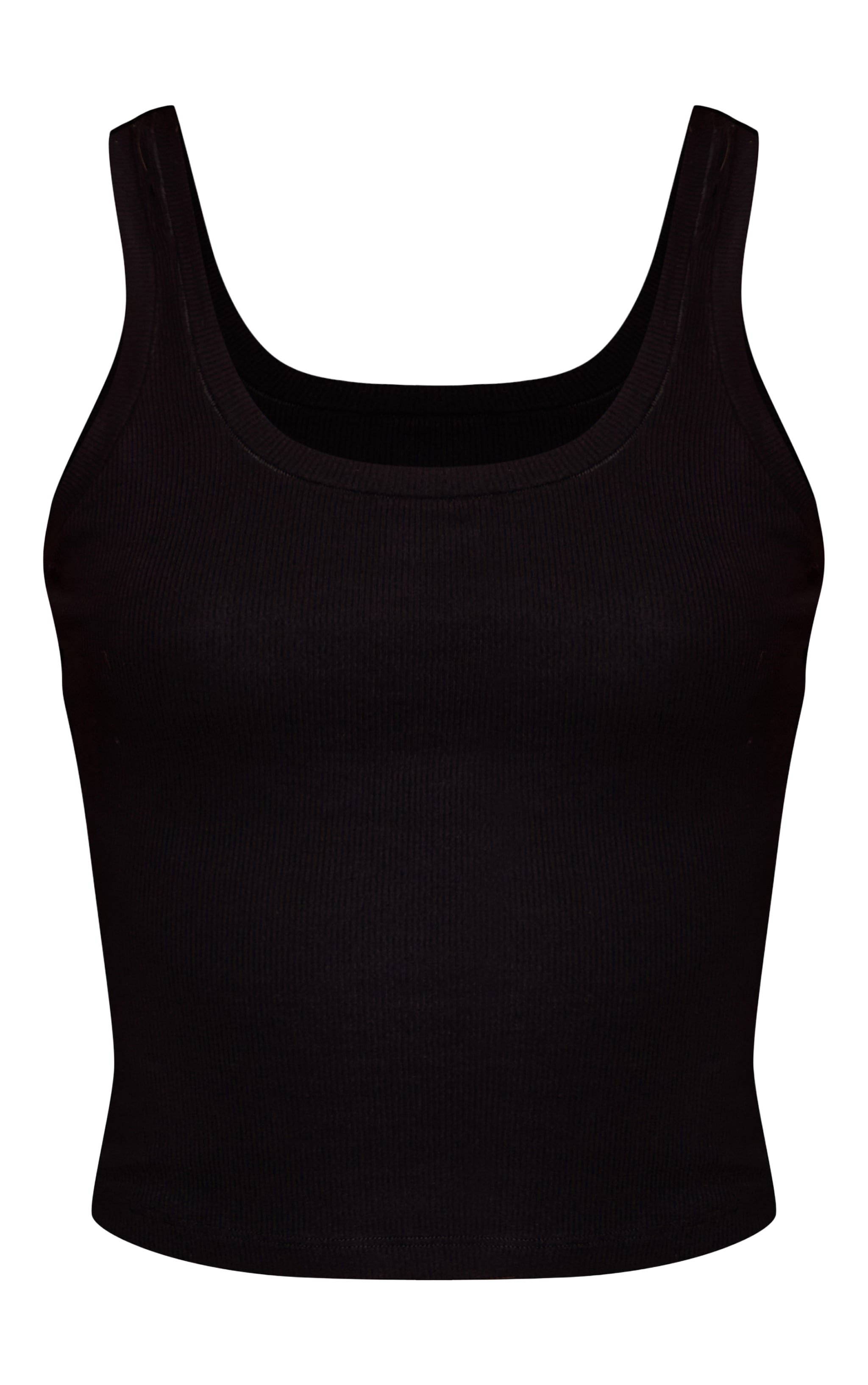 Black Soft Rib Scoop Neck Vest Top image 5