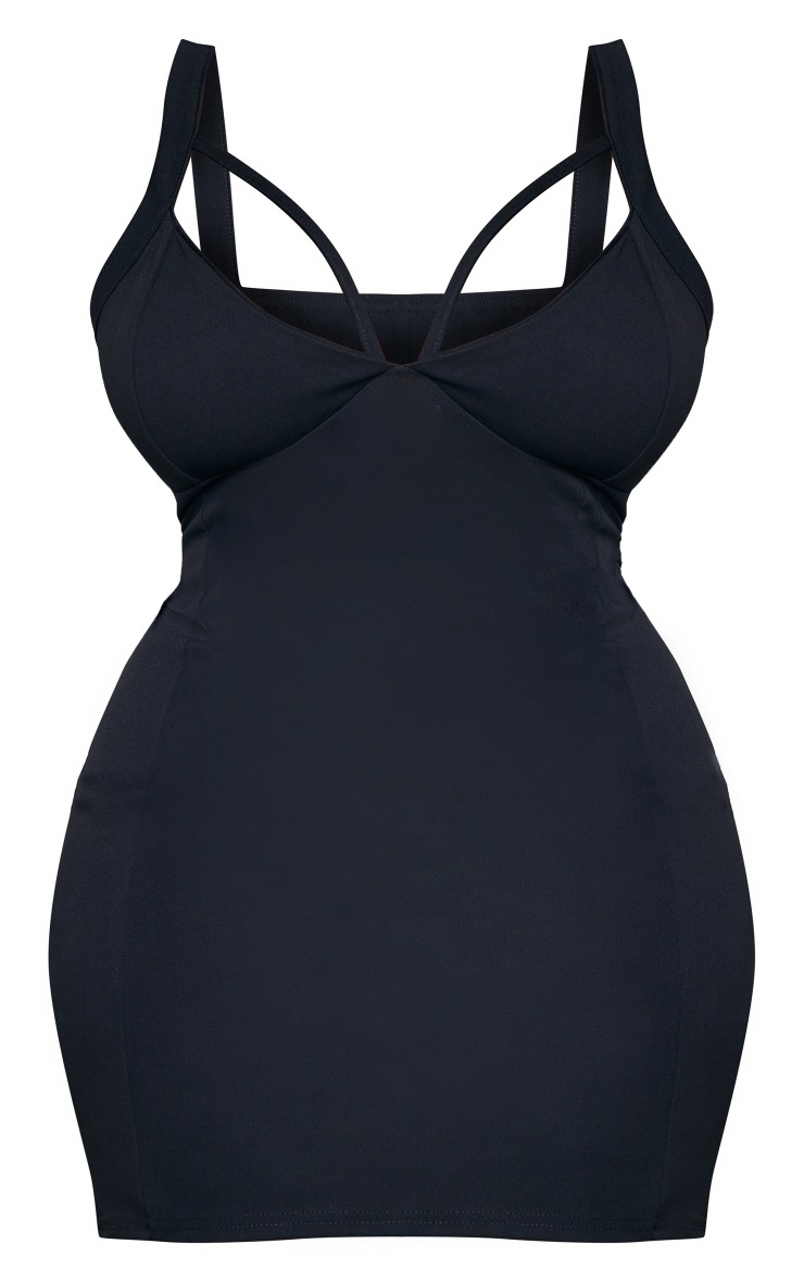 Plus Black Strap Detail Bodycon Dress image 1