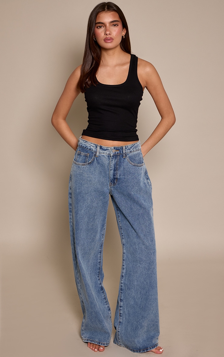 Vintage Blue High Waist Wide Leg Jeans image 1