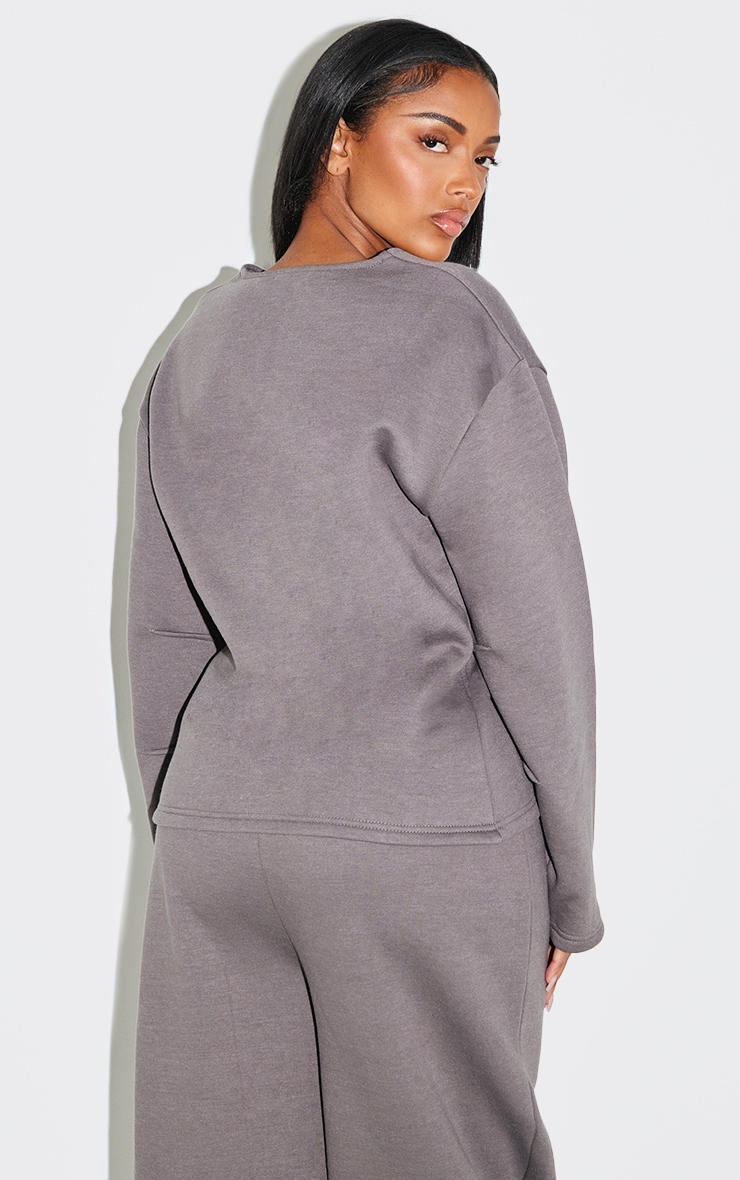 Shape Dove Grey Cinched Waist Cocoon Sleeve Sweatshirt image 2