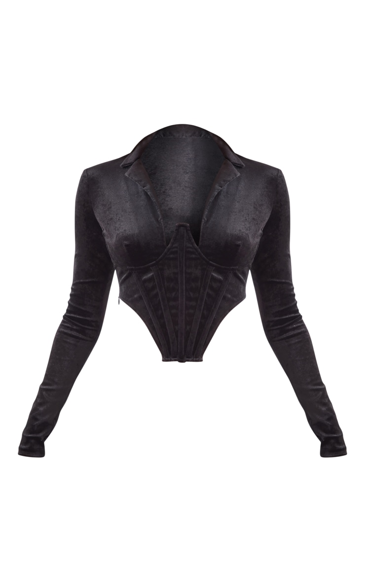 Black Corset Shirt Tops PrettyLittleThing SA