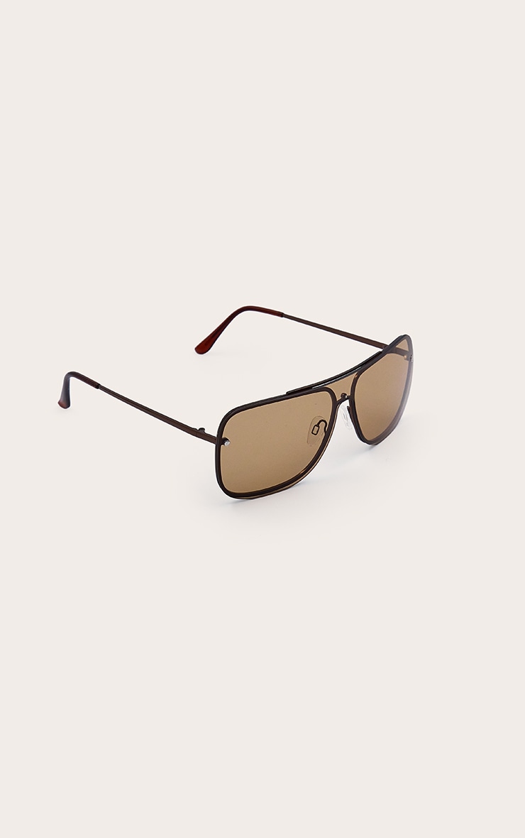 Lunettes de soleil style aviateur fines chocolat effet fumé image 3