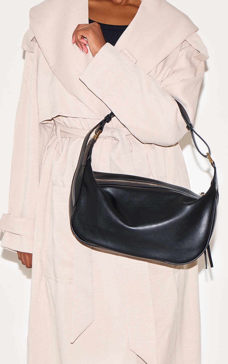 Black Oversized PU Slouchy Shoulder Bag | Accessories