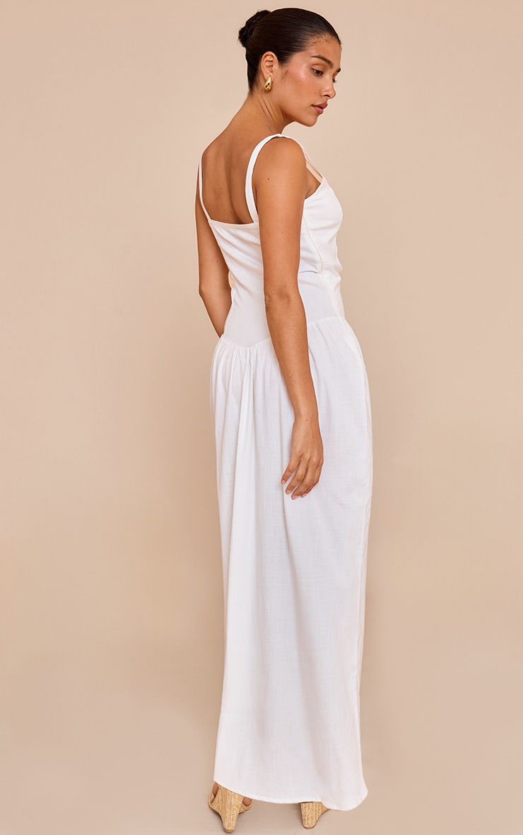 Petite Cream Strappy Gathered Waist Maxi Dress image 2