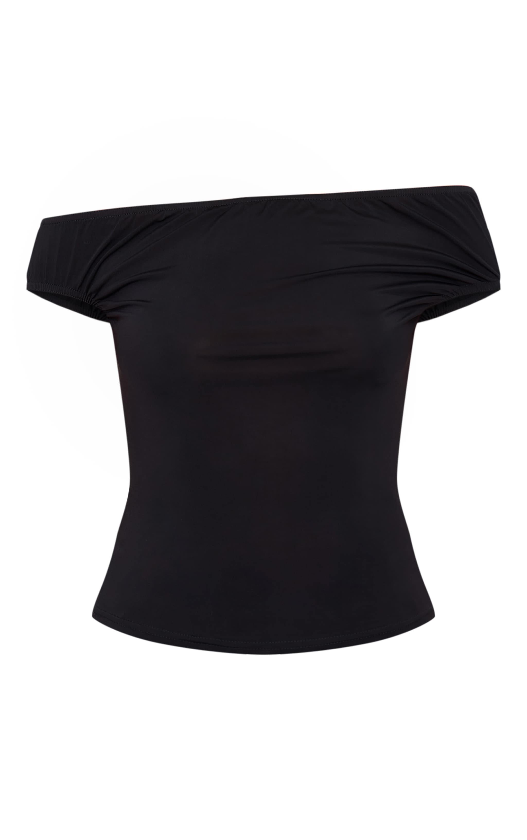 Black Slinky Asymmetric Bardot Long Top image 5