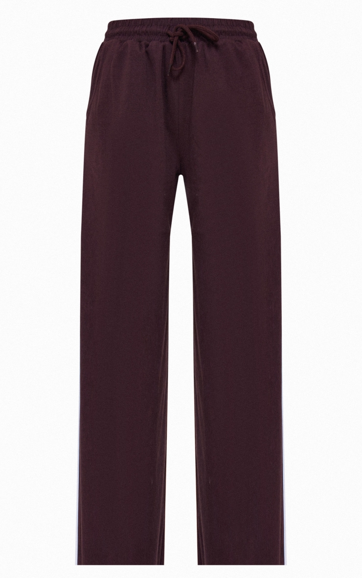 Chocolate Cotton Side Stripe Wide Leg Track Pants image 5