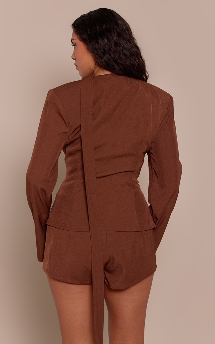 Shape Chocolate Tailored Button Through Fitted Blazer image 2