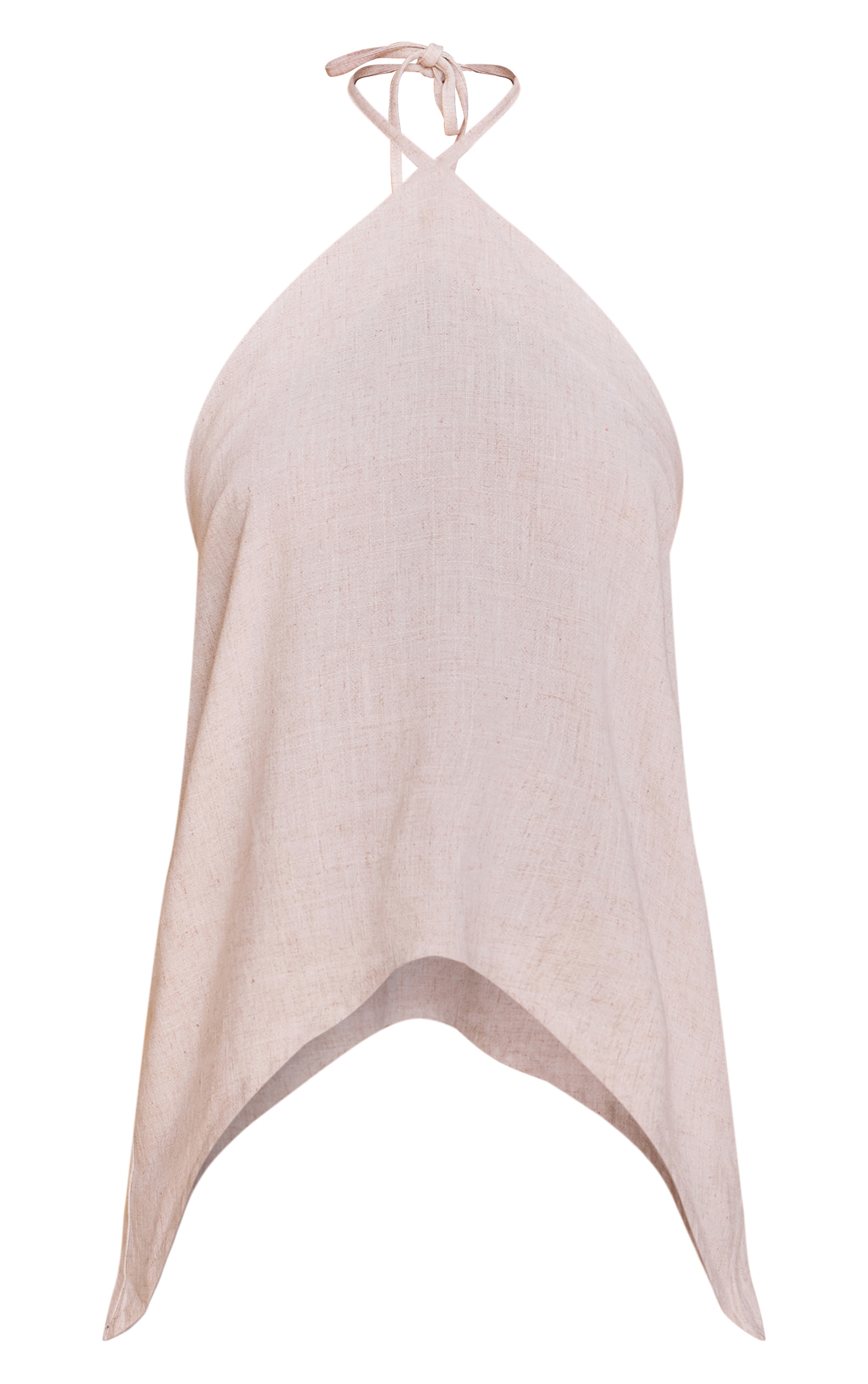 Beige Linen Look Halter Neck Flowy Top image 5