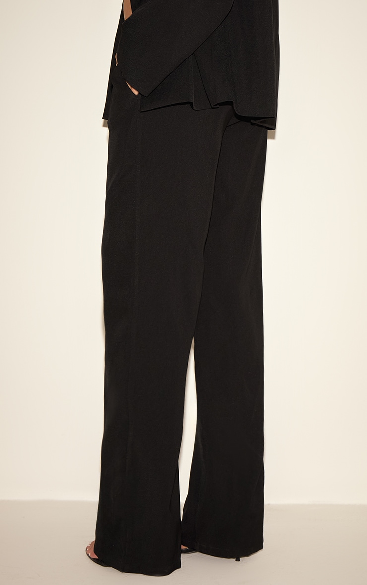 Black Woven Tailored Mid Rise Straight Leg Pants image 3