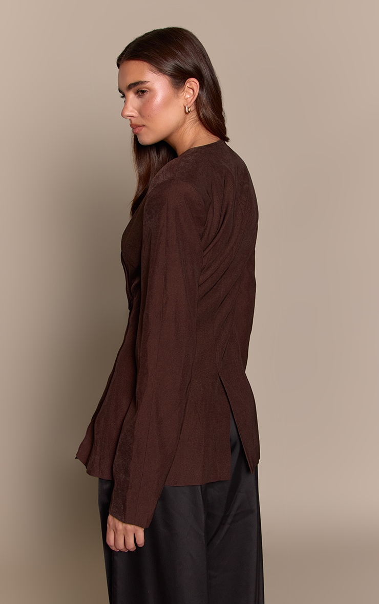 Bitter Chocolate Shoulder Drape Cinch Blazer image 2