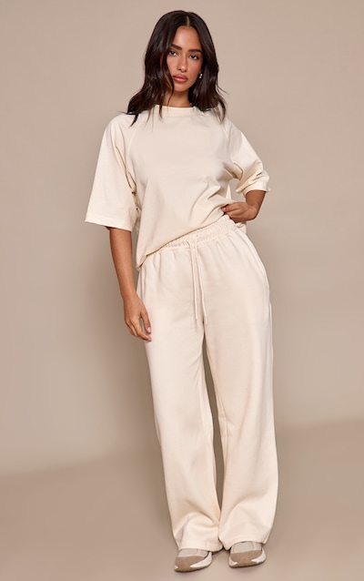 Petite Cream Oversized Wide Leg Sweatpants