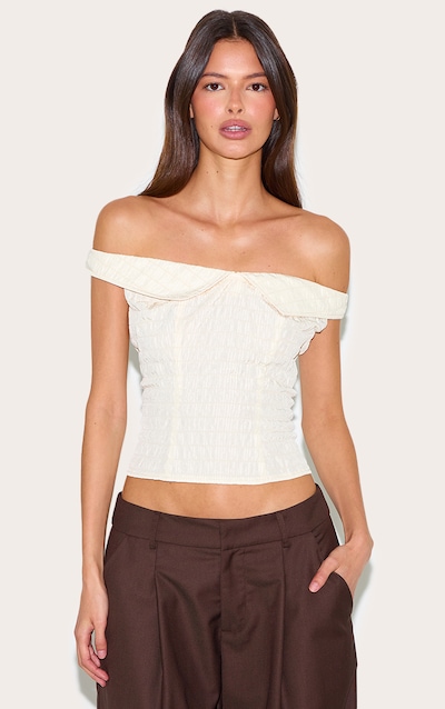 Almond Peach Skin Bardot Long Top