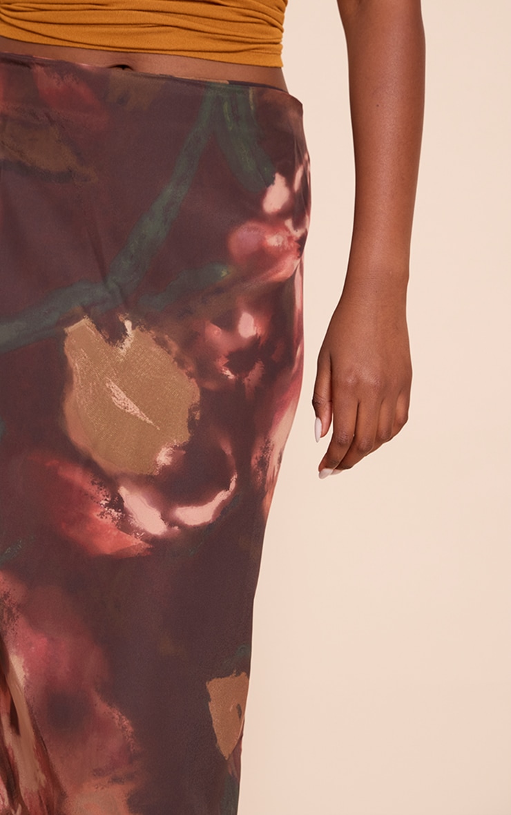 Multi Abstract Print Chiffon Maxi Skirt image 4
