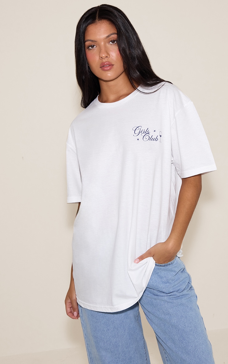 White Wine Night Graphic Oversized T-shirt image 2