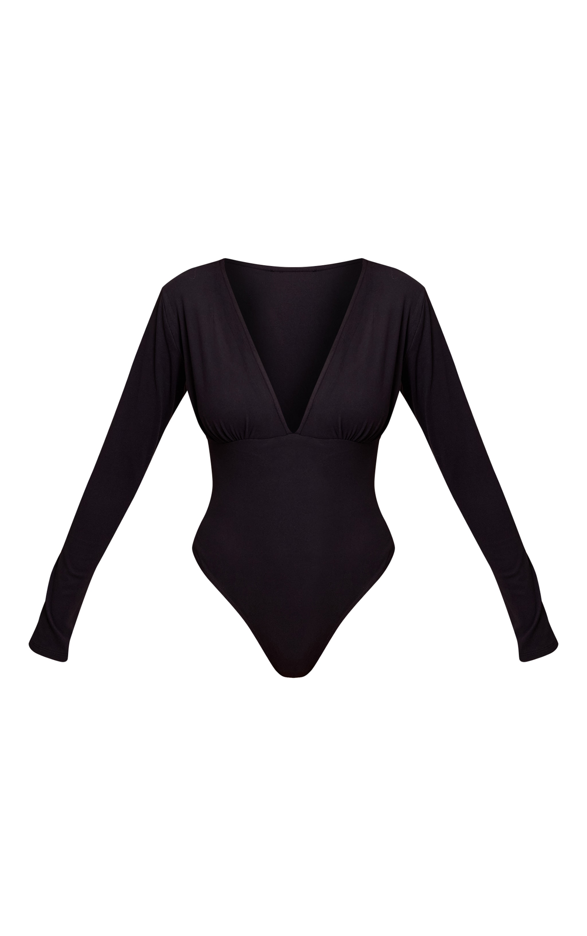 Black Ultra Soft Plunge Detail Long Sleeve Bodysuit image 5