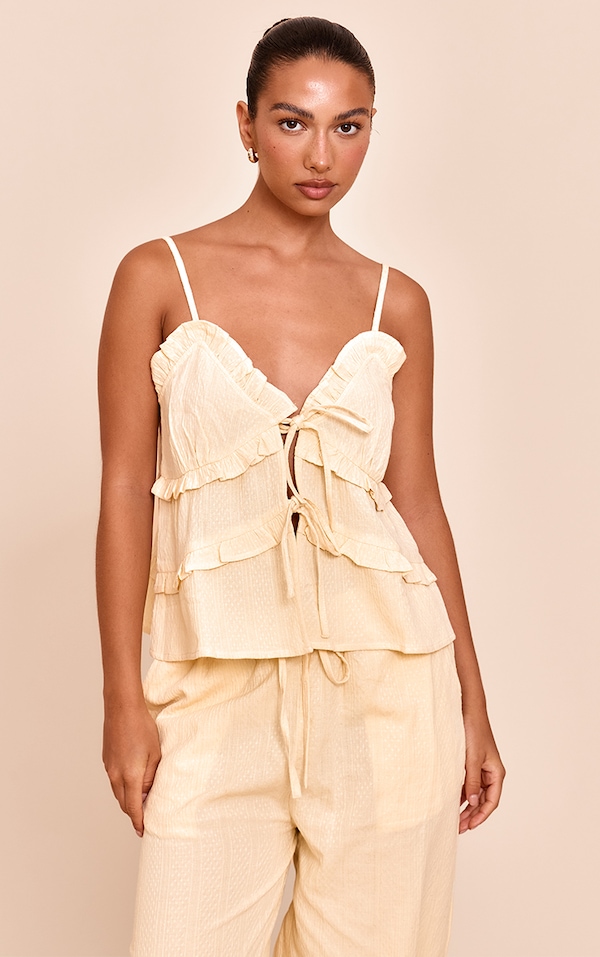 Butter Yellow Textured Strappy Cami Top