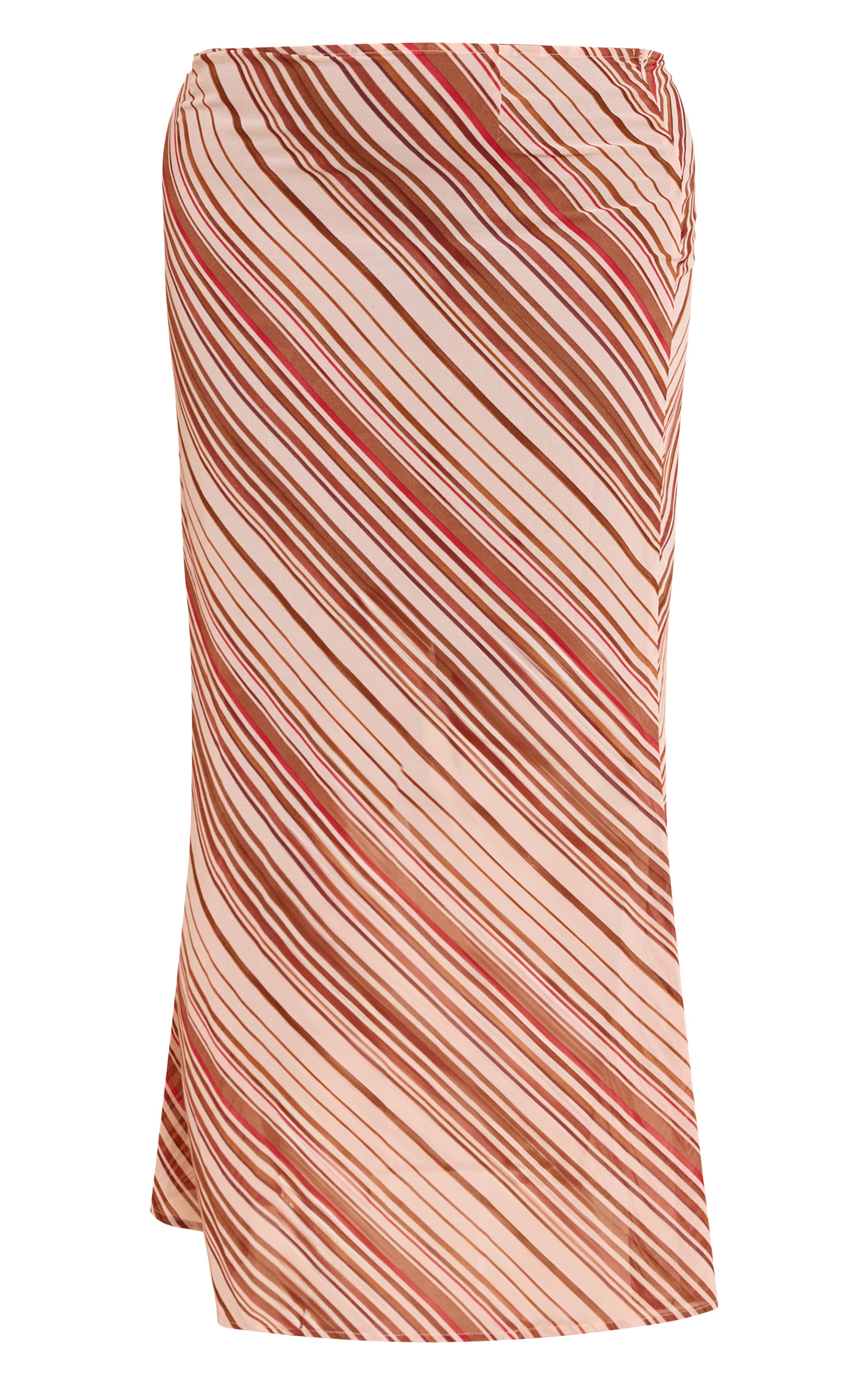 Plus Jupe longue en mousseline de soie marron à rayures et taille mi-haute image 5