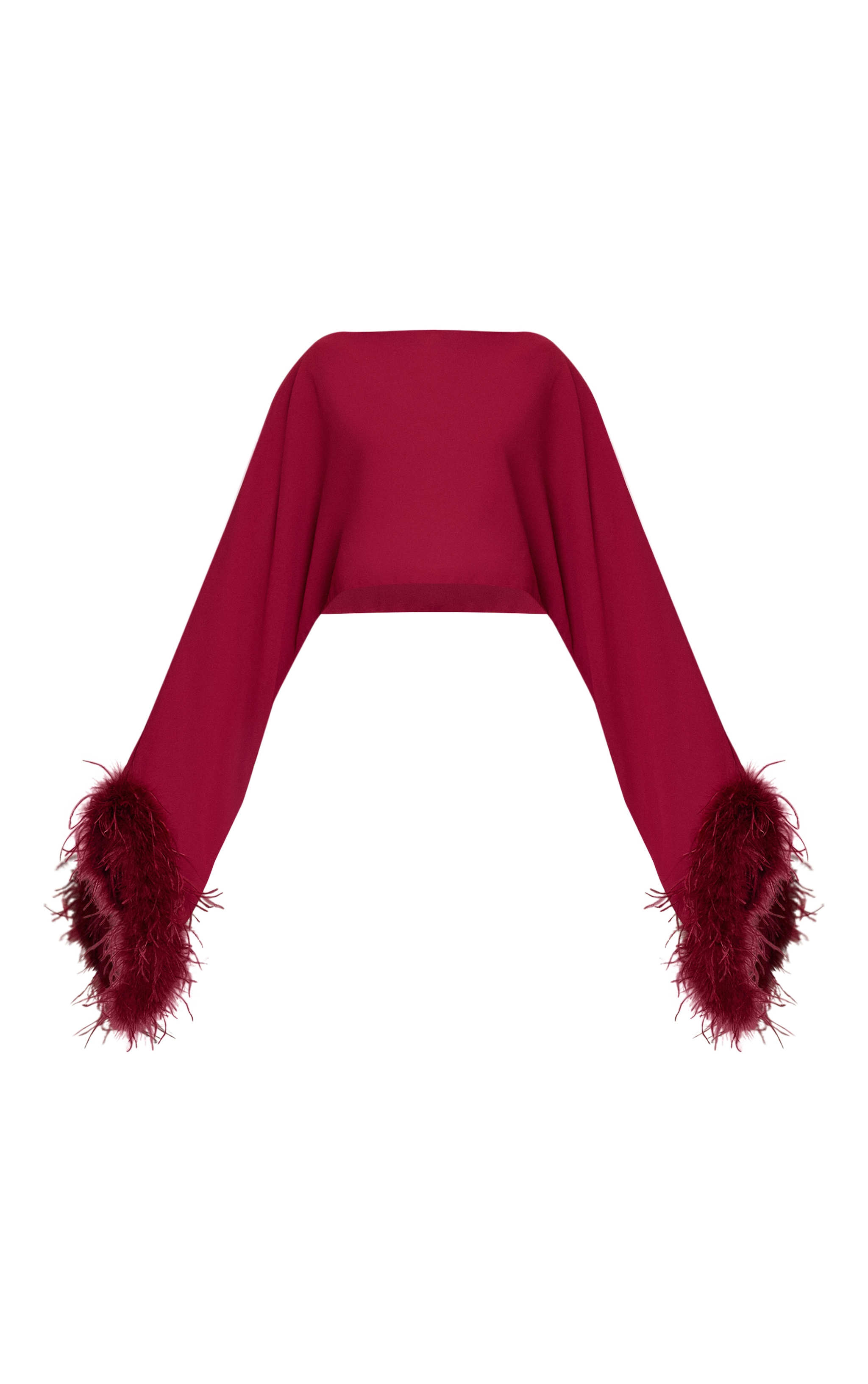 Wine Extreme Feather Cuff Ruched Bodycon Dress image 5