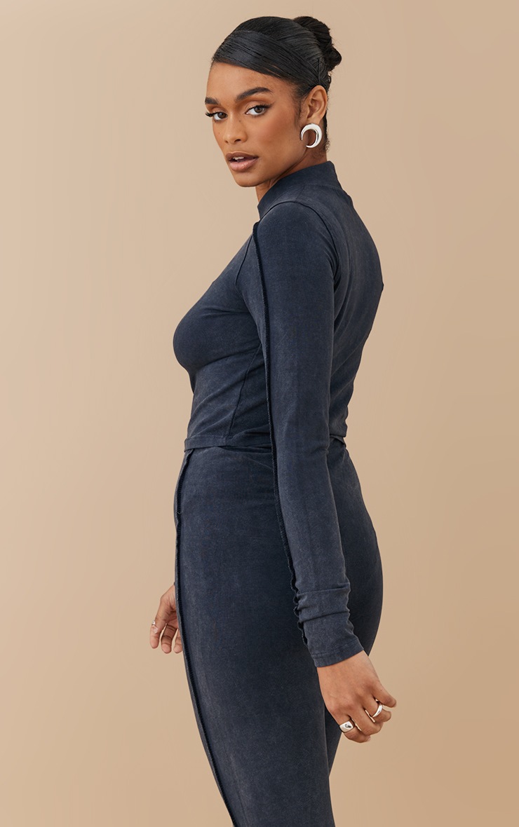 Exposed Seam Ribbed Long Sleeve Top main image 0