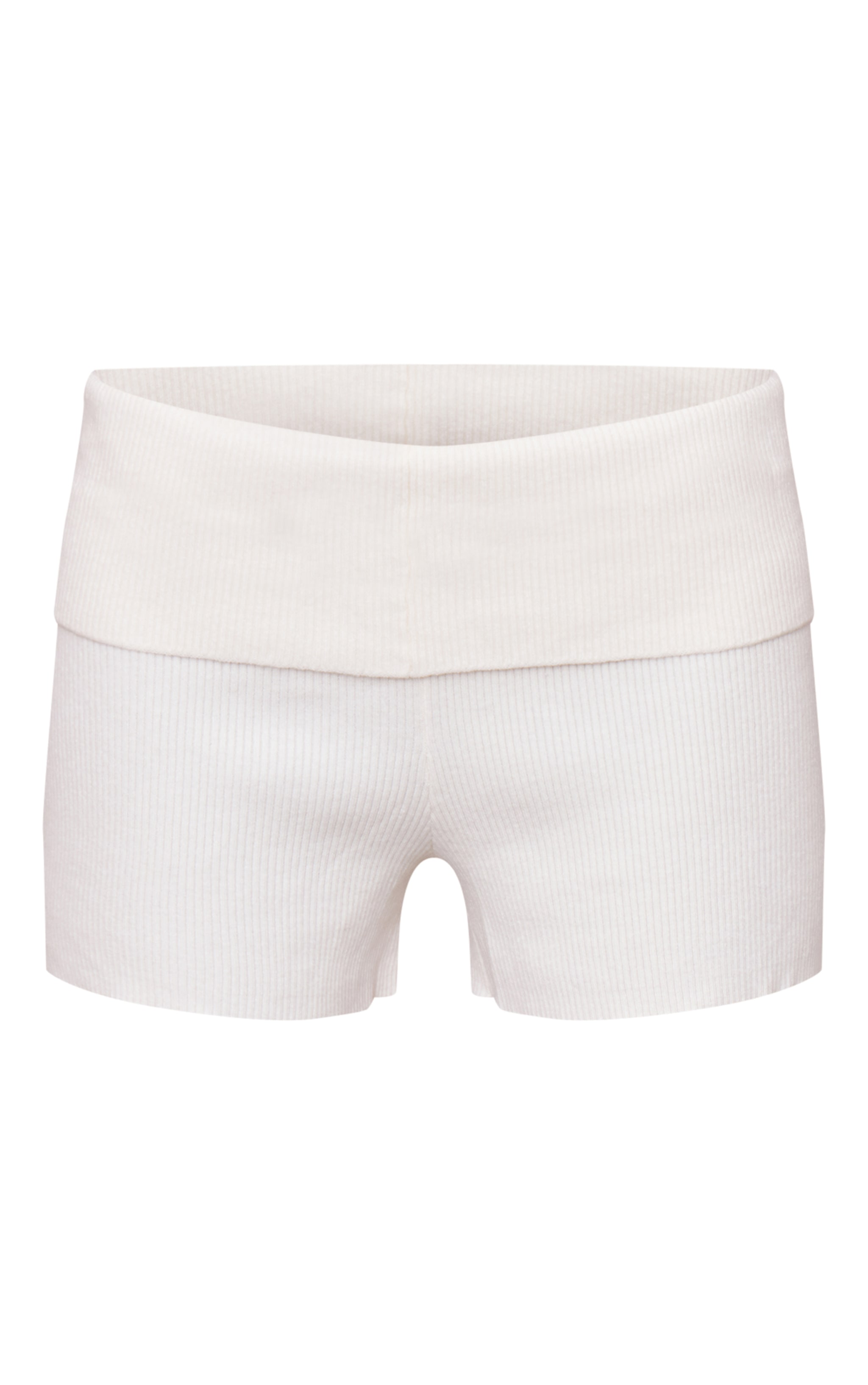 Oatmeal Soft Knit Fold Over Mini Shorts | Knitwear