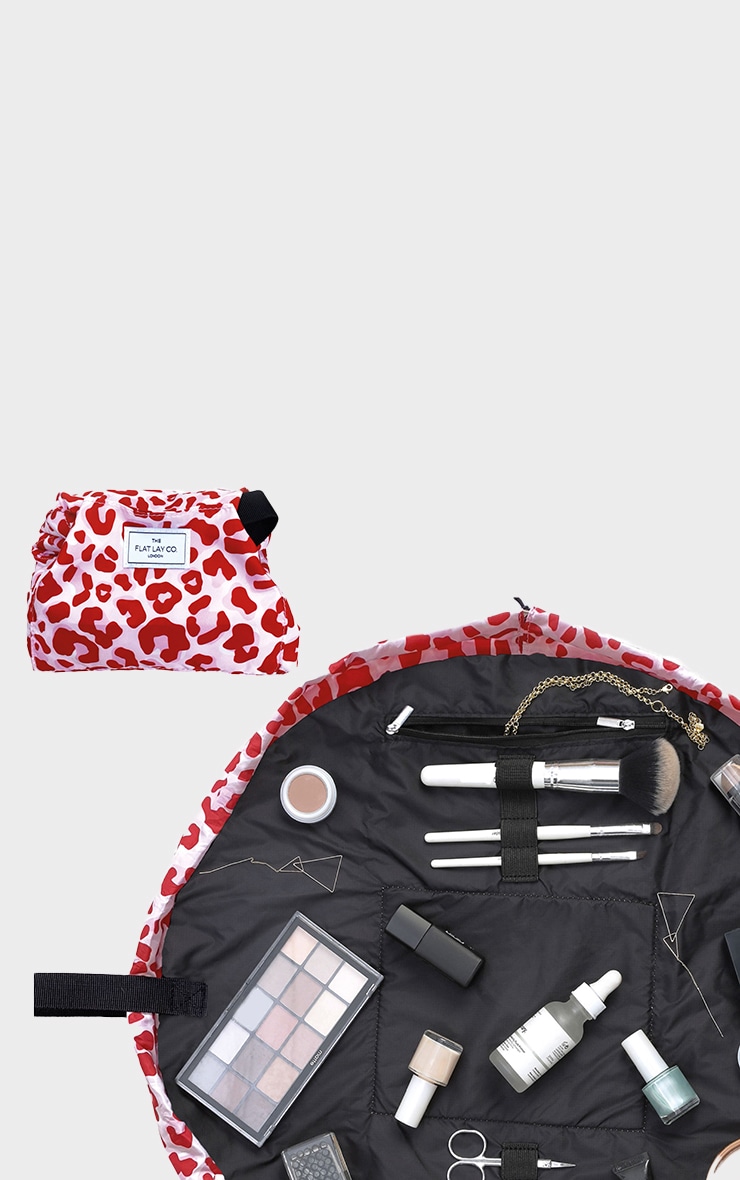 The Flat Lay co Makeup Bag Pink Leopard Print image 4