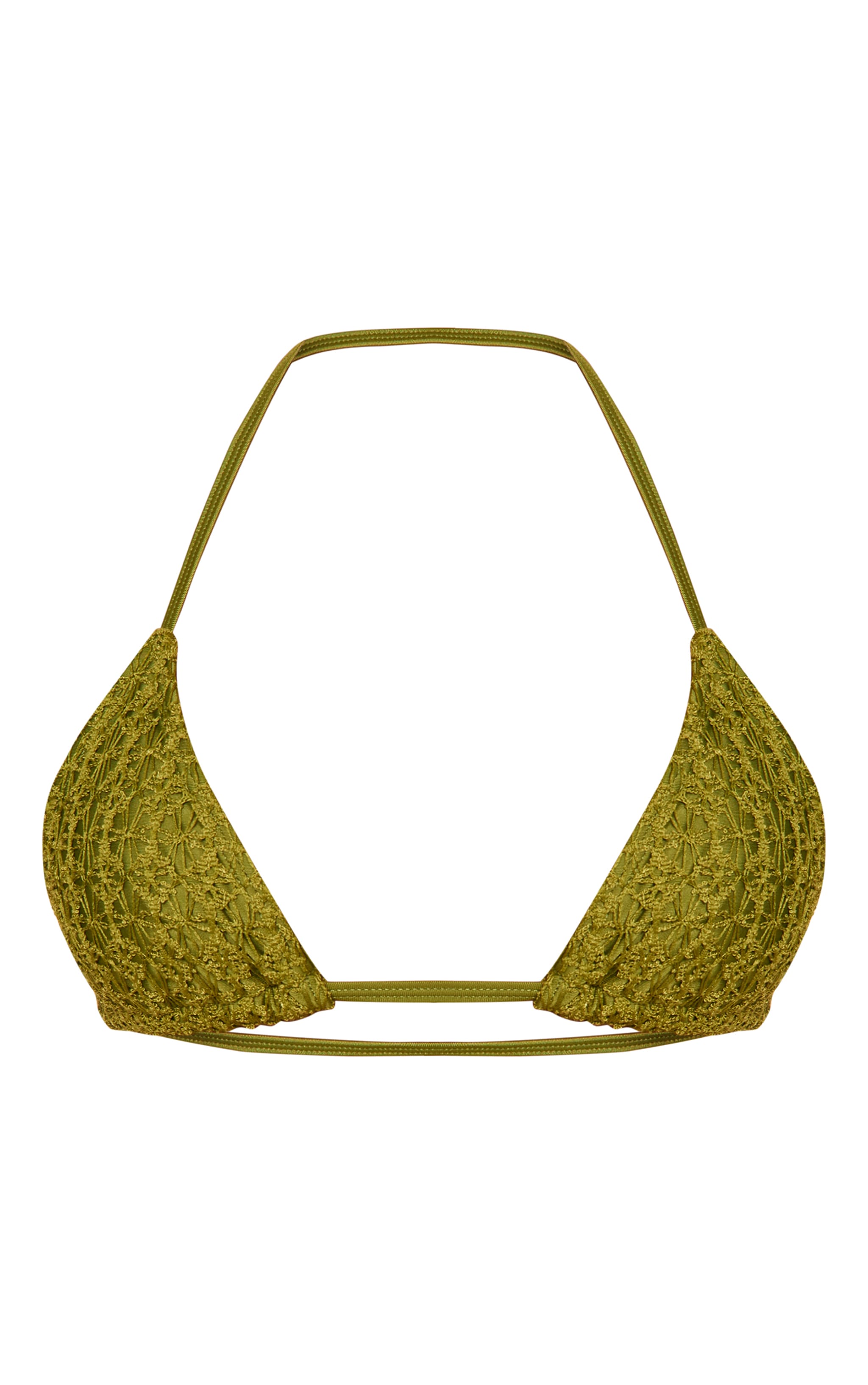 Haut de maillot de bain triangle en maille style crochet doublée vert olive image 5