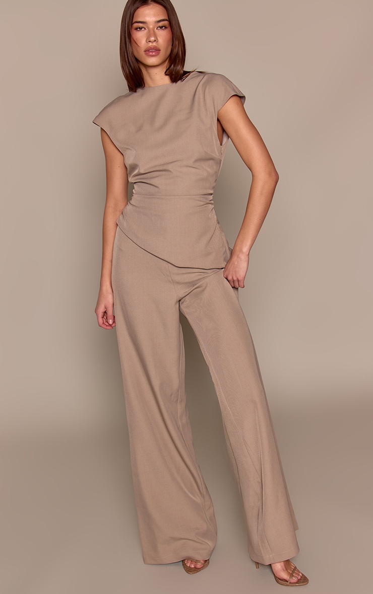 Grey High Neck Ruched Side Jumpsuit image 3