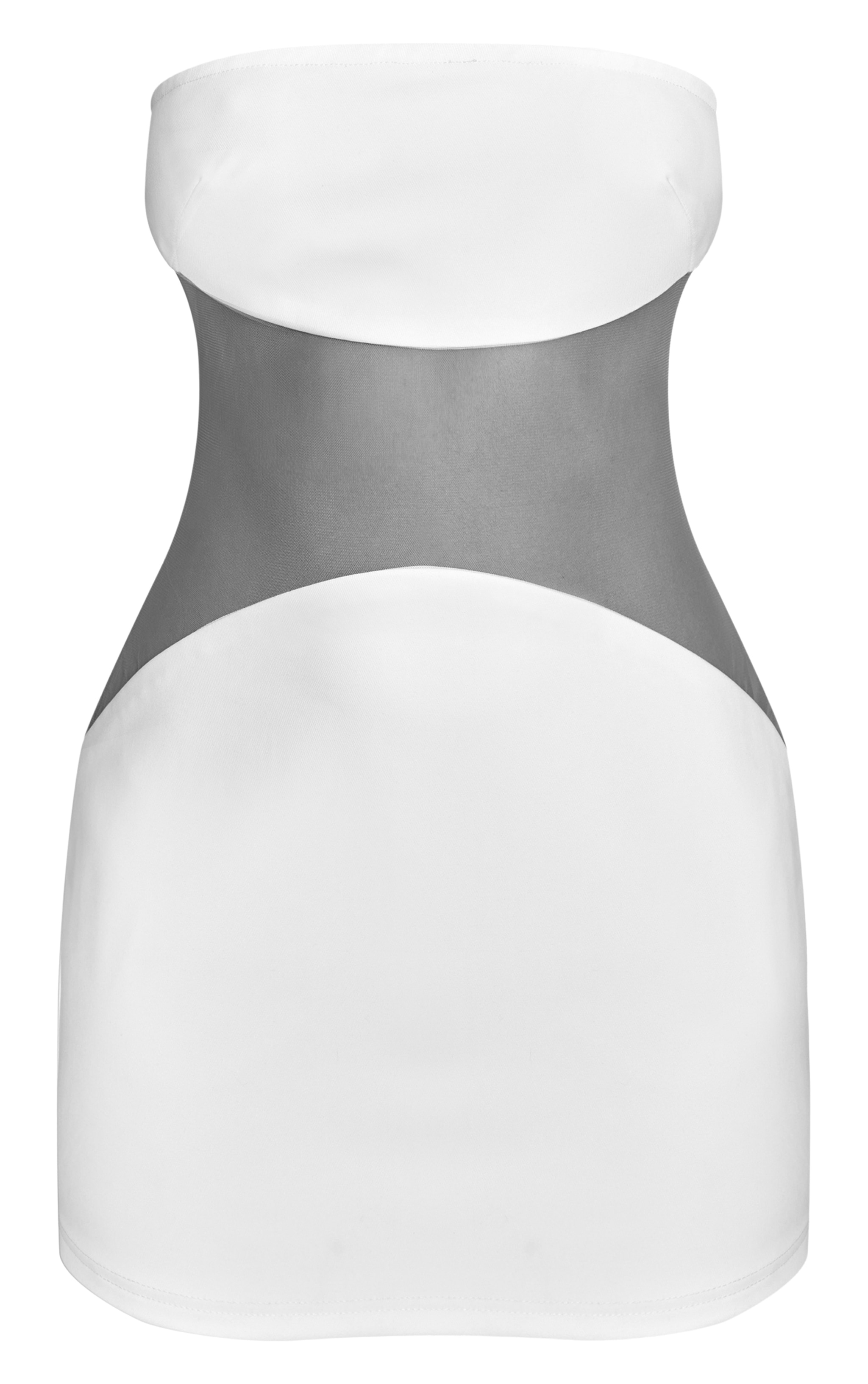 White Woven Sheer Panel Bandeau Mini Dress image 5