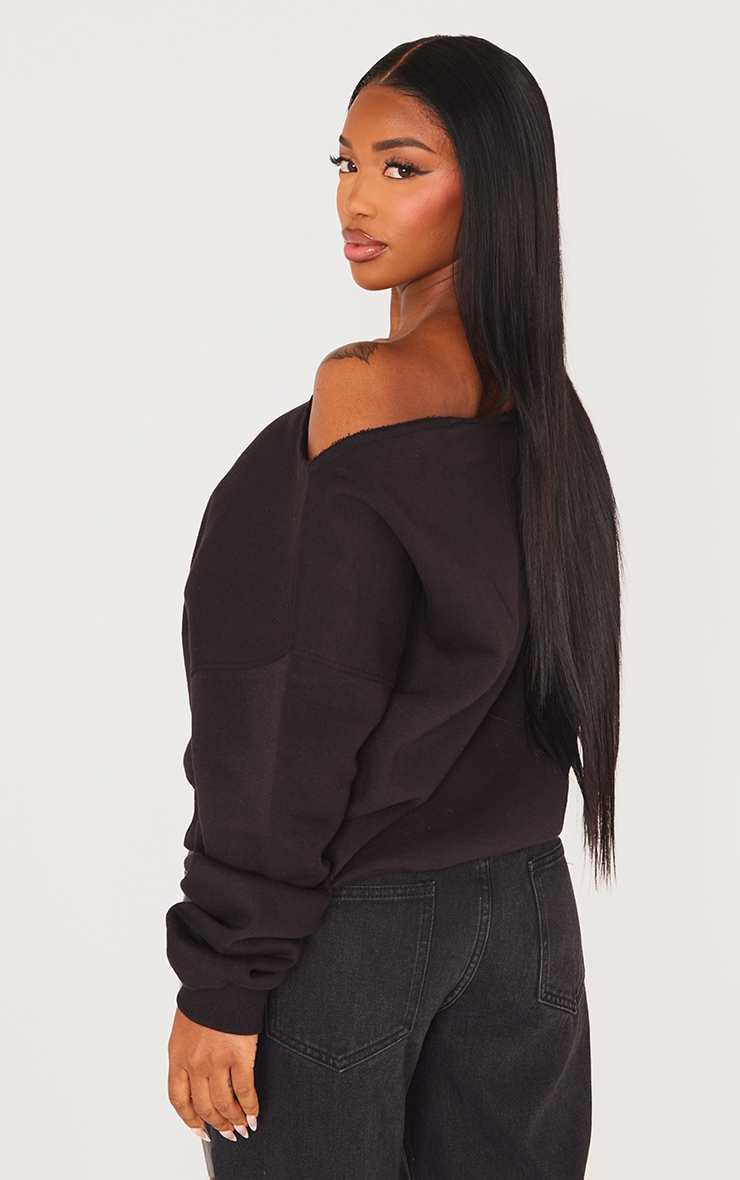 Shape Black Sweat Raw Edge Slouch Sweatshirt image 2