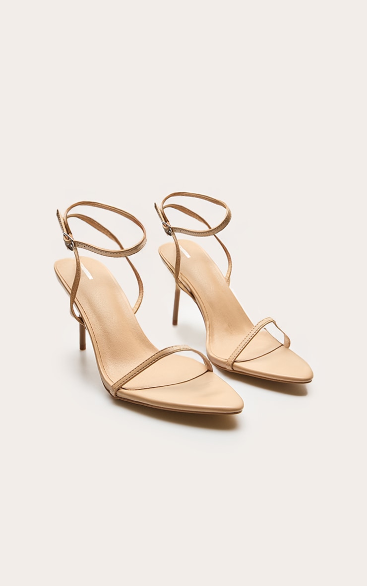 Nude Pu Point Toe Barley There Stiletto Heeled Sandals image 3