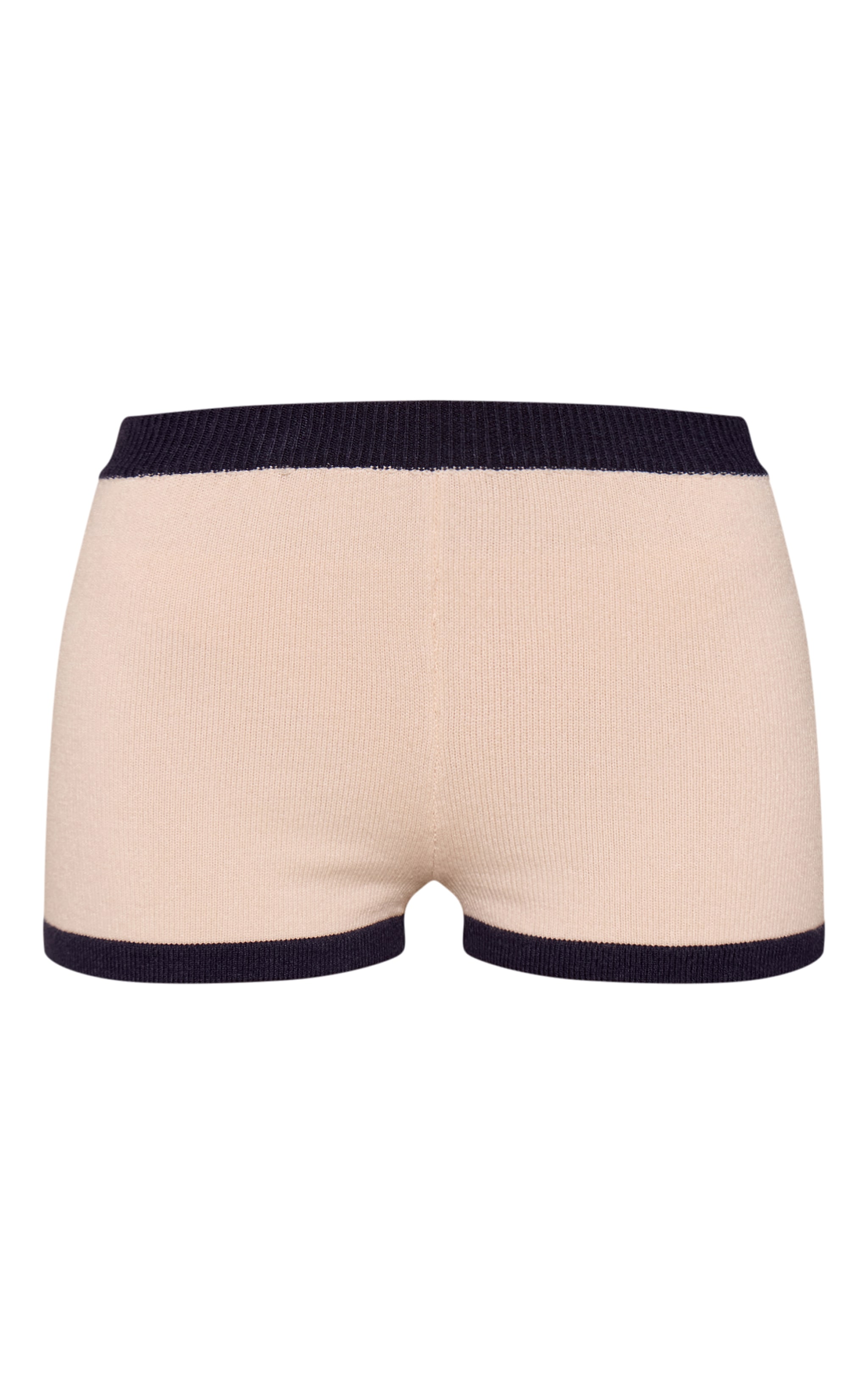 Cream Contrast Waistband Knitted Mini Shorts  image 6