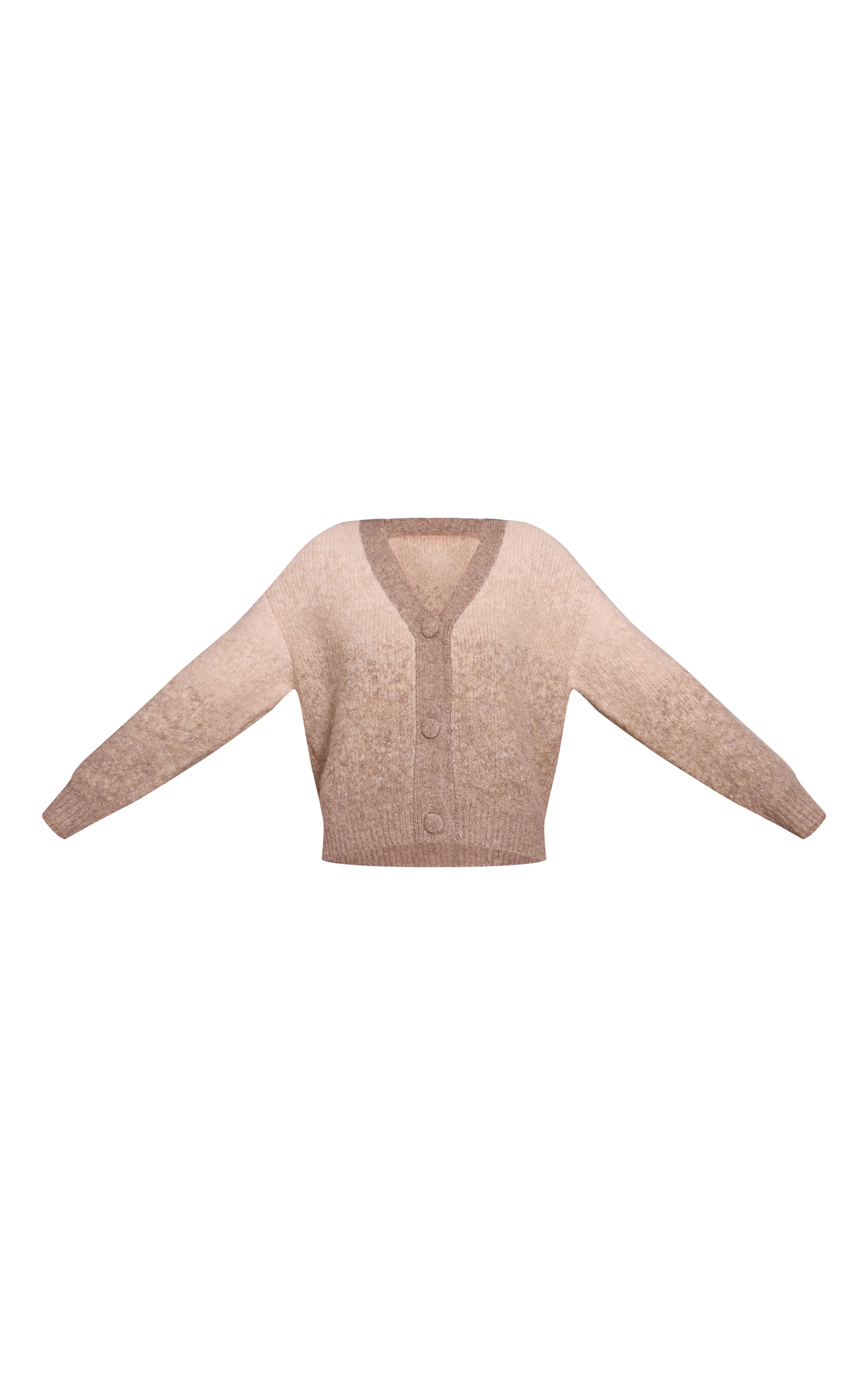 Beige Ombre Brushed Button Through Long Sleeve Cardigan image 5